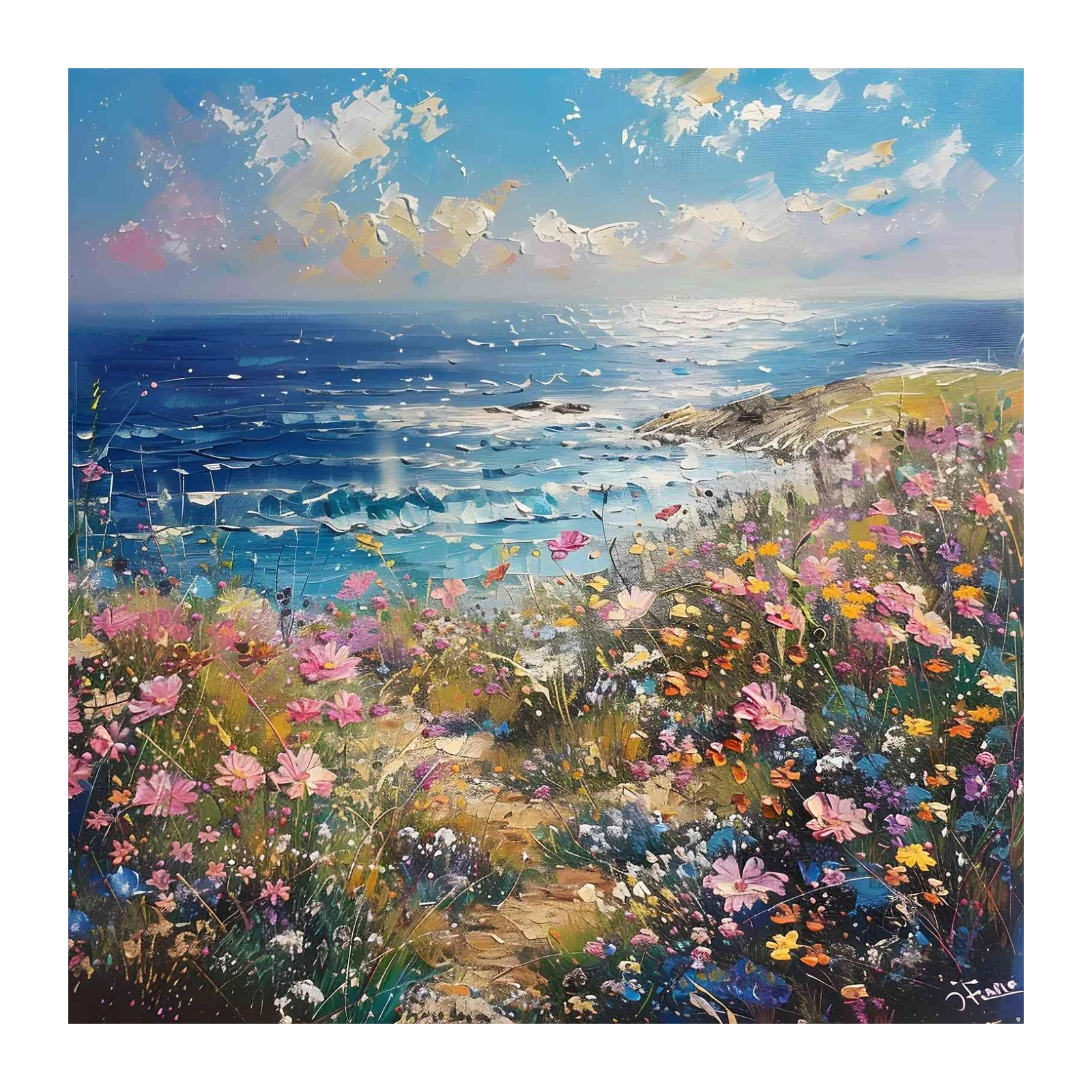 Vibrant Floral Coastal Path Wall Art