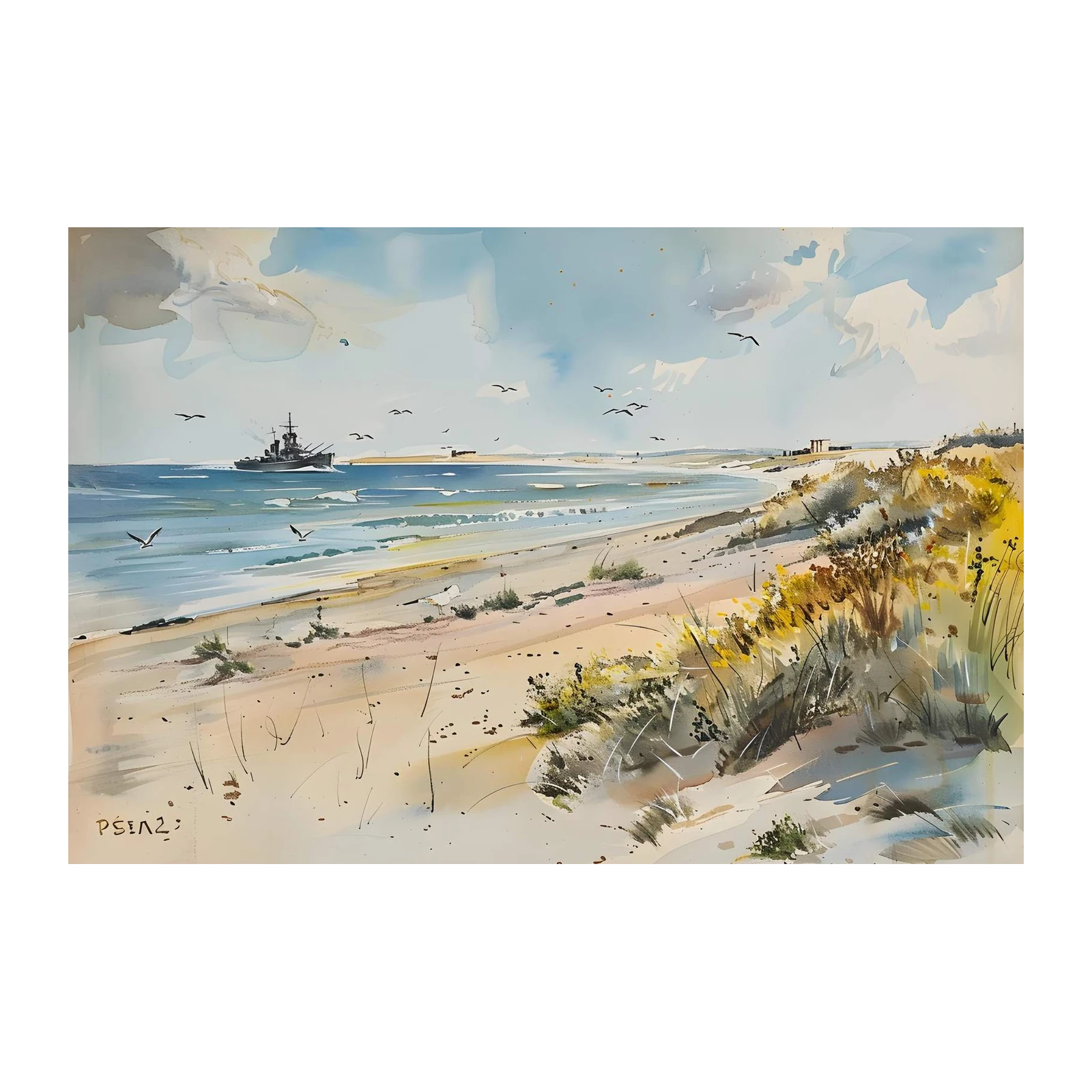 Seascape Warrior Naval Ship Wall Art