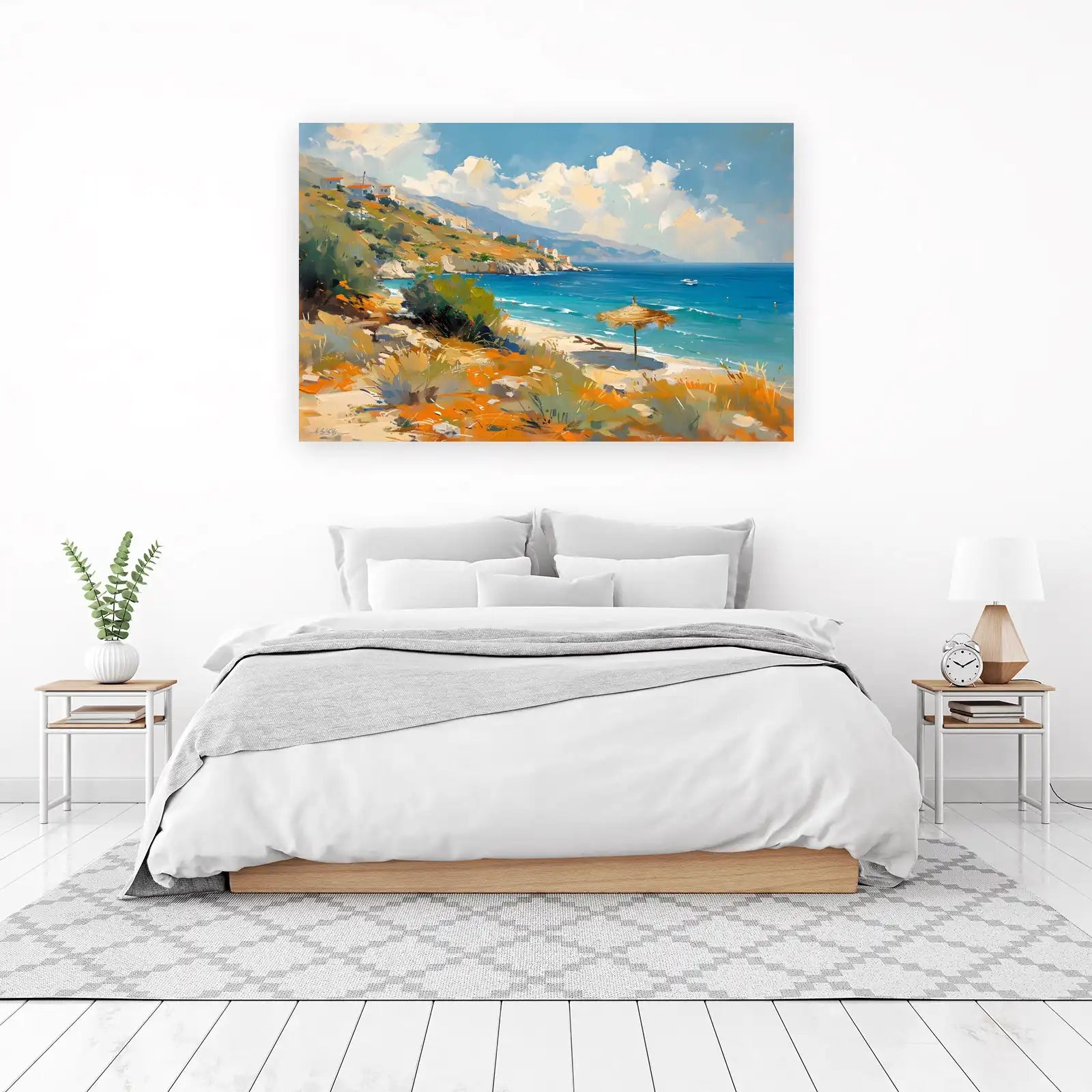 Sunny Greek Island Beach View Wall Art