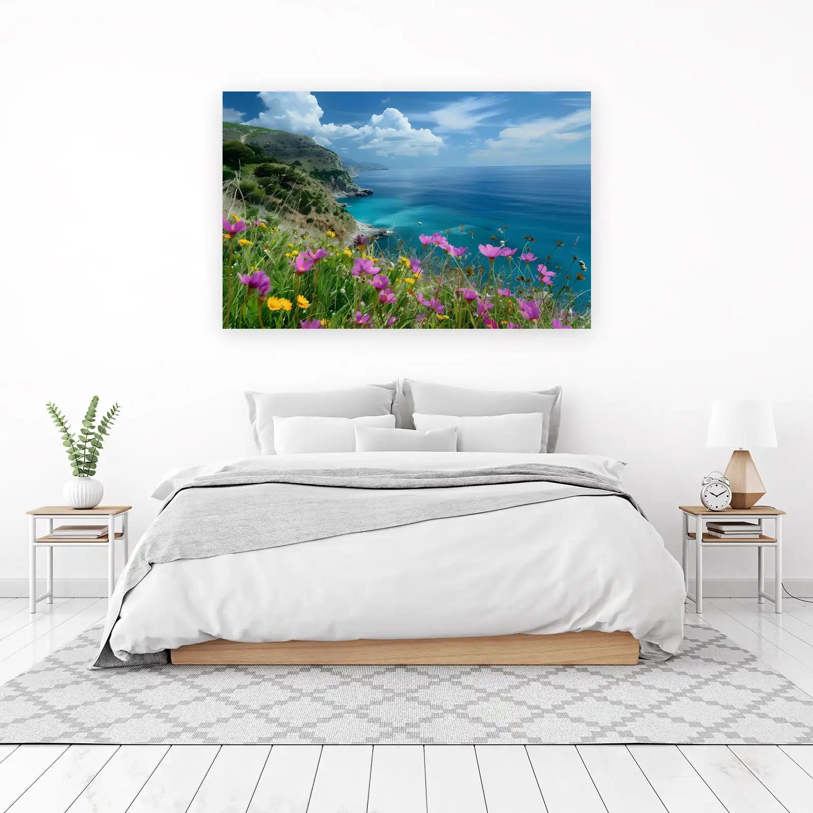 Vibrant Coastal Wildflowers Ocean Wall Art