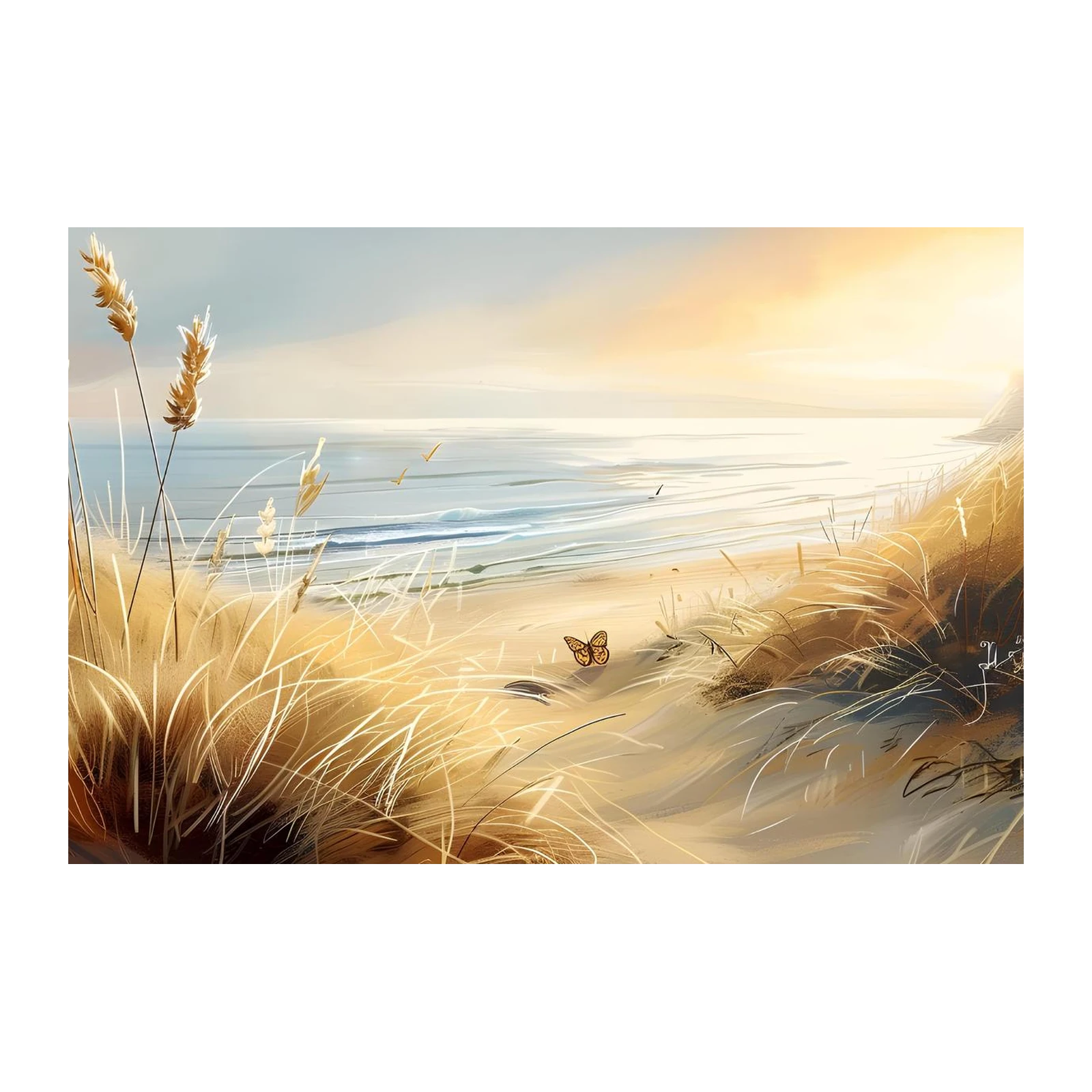 Serene Coastal Dunes Butterfly Wall Art