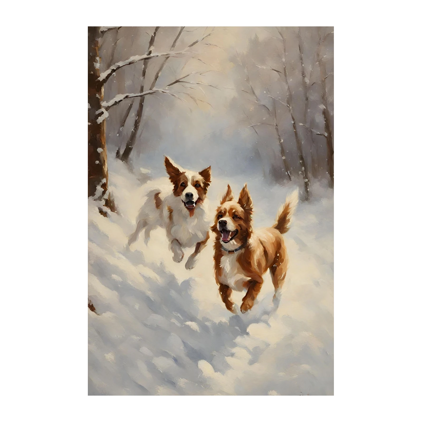 Joyful Snow Dogs Winter Wall Art