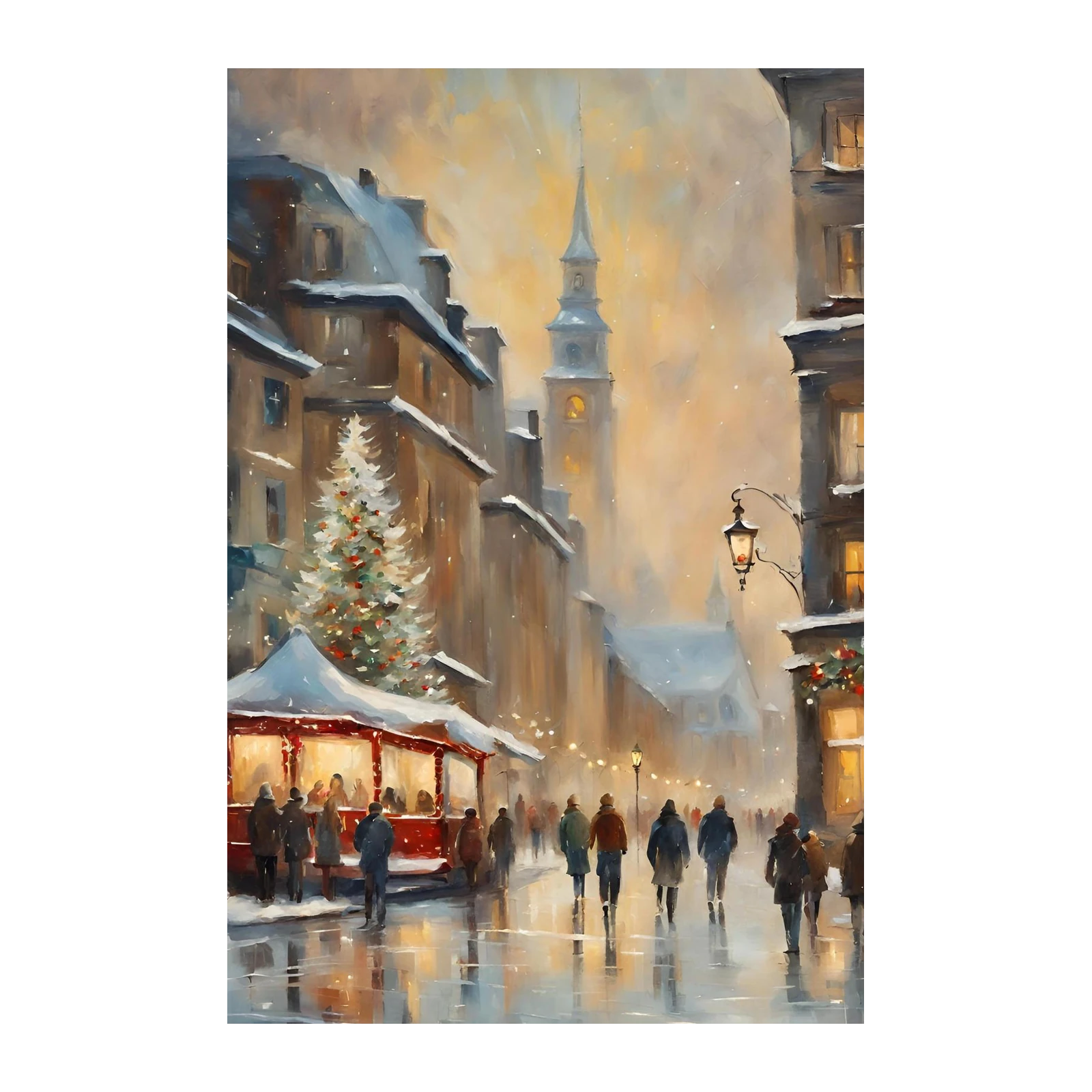 Winter Holiday Street Scene Wall Art