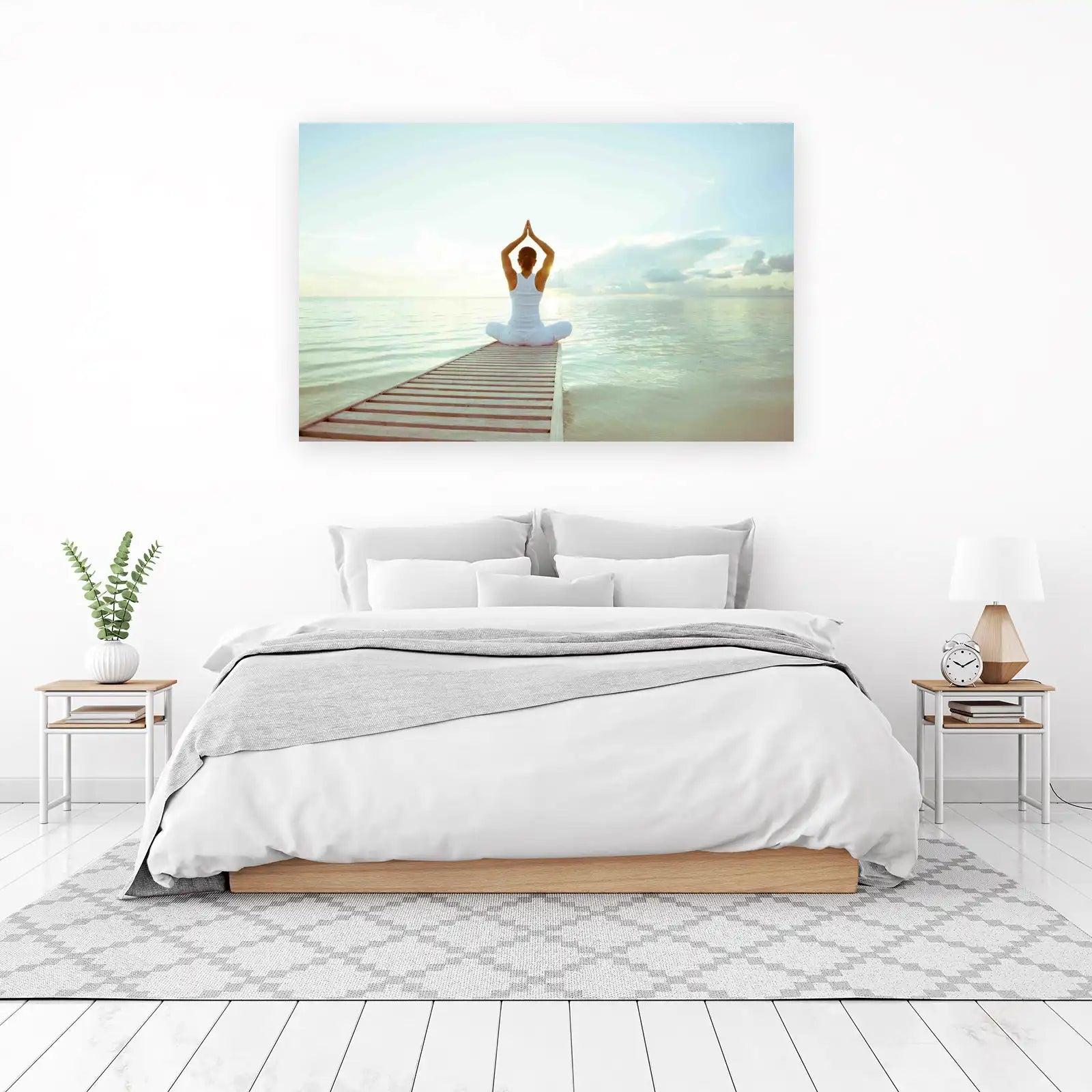 Serene Yoga Sunrise Beach Wall Art