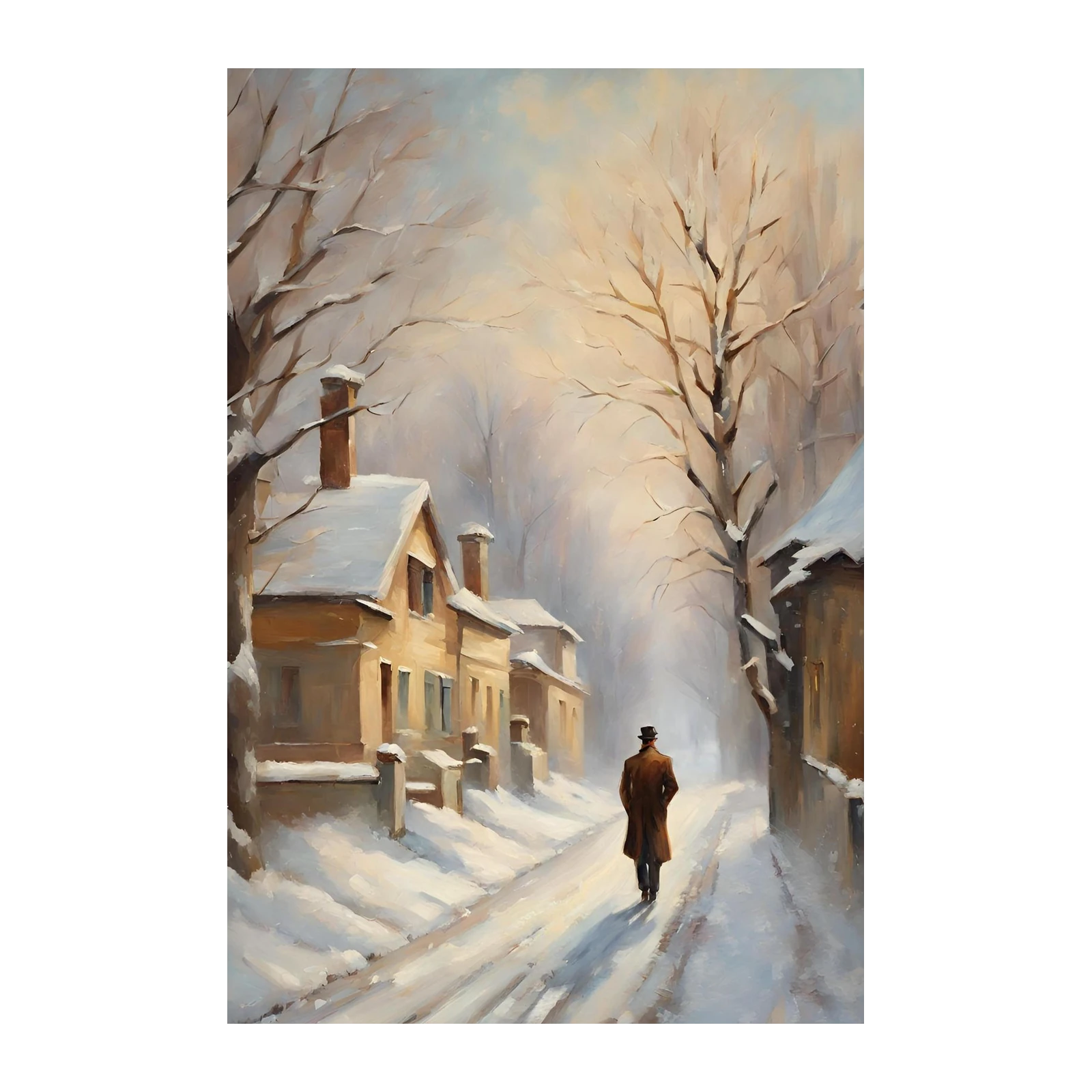 Winter Serenity Man Walk Wall Art