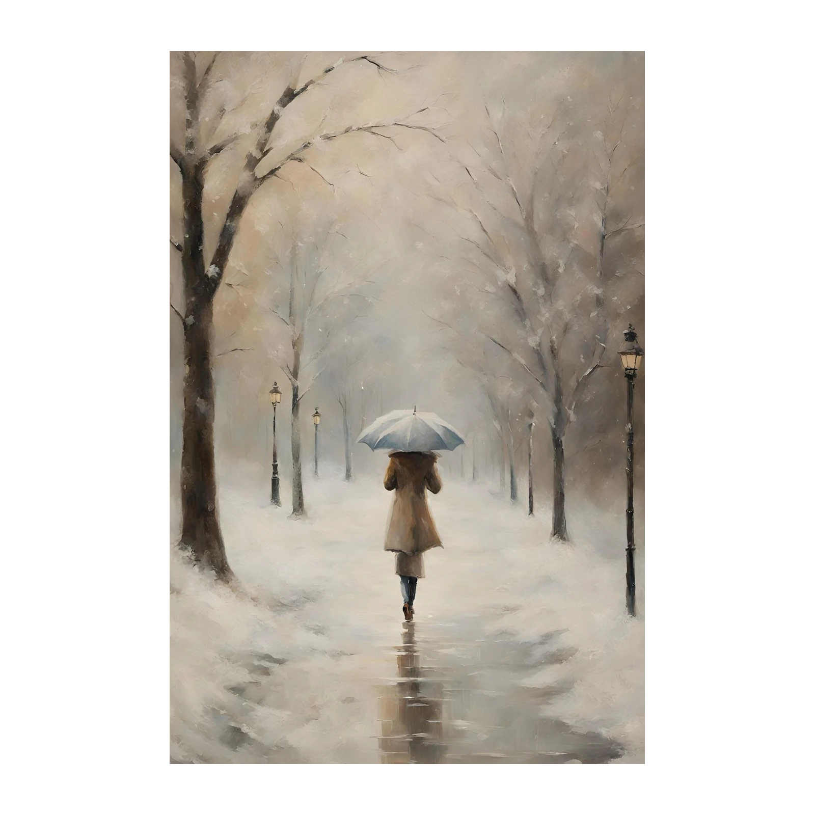 Winter Serenity Snowy Park Walk Wall Art