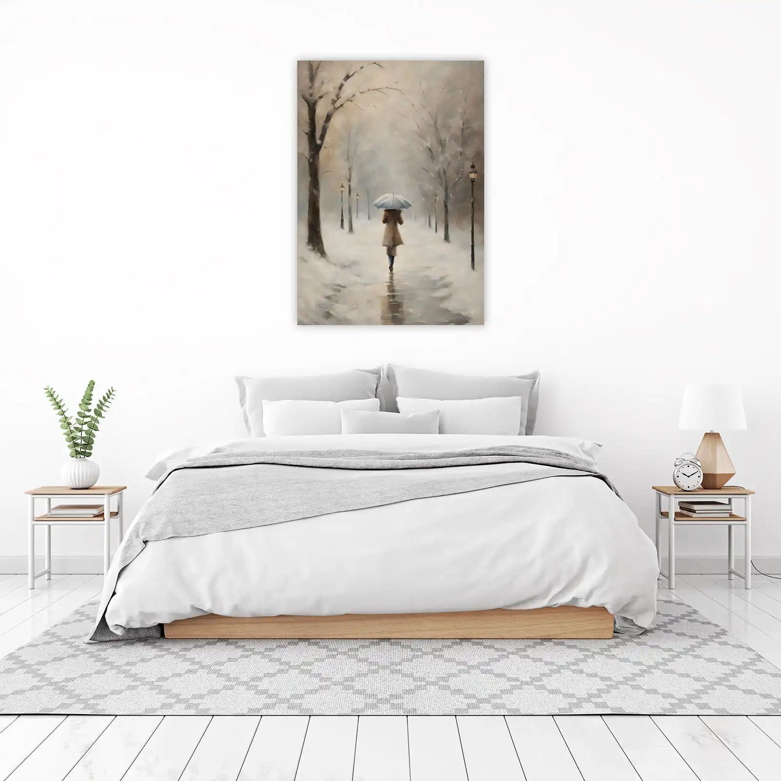 Winter Serenity Snowy Park Walk Wall Art