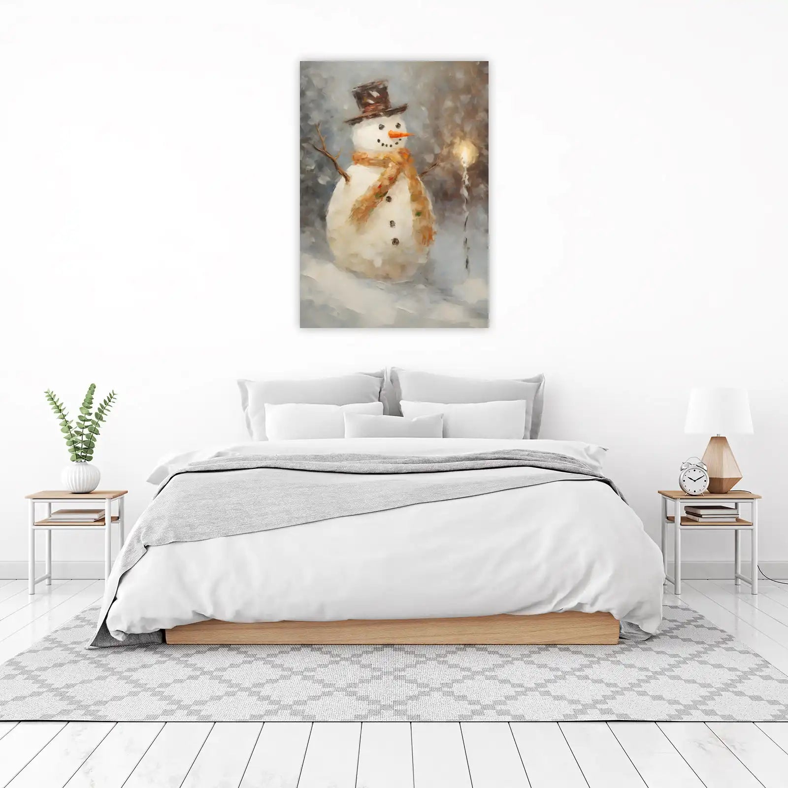 Cozy Snowman with Sparkler Wall Art