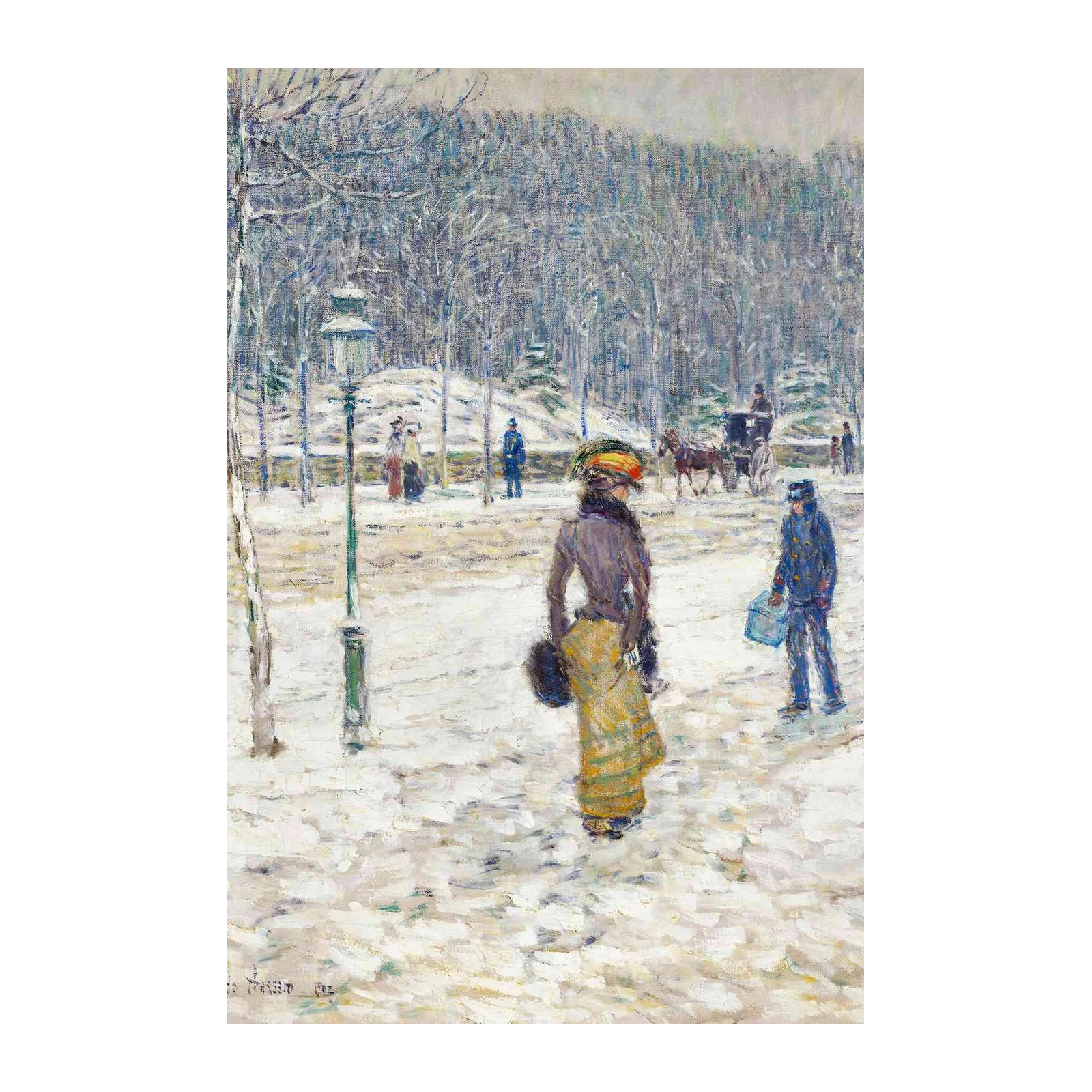 Winter Park Scene Impressionist Wall Art
