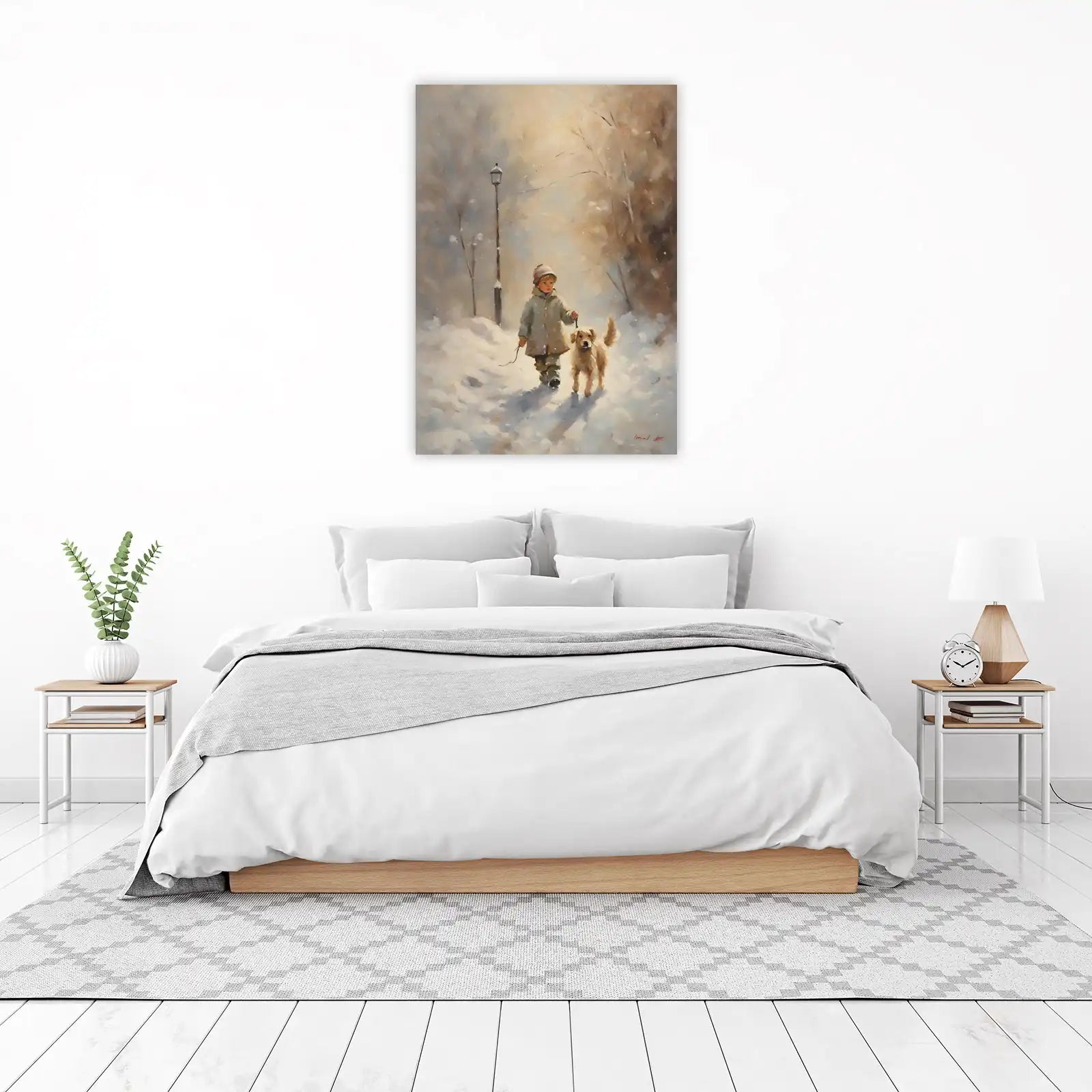 Cozy Winter Walk Child & Dog Wall Art