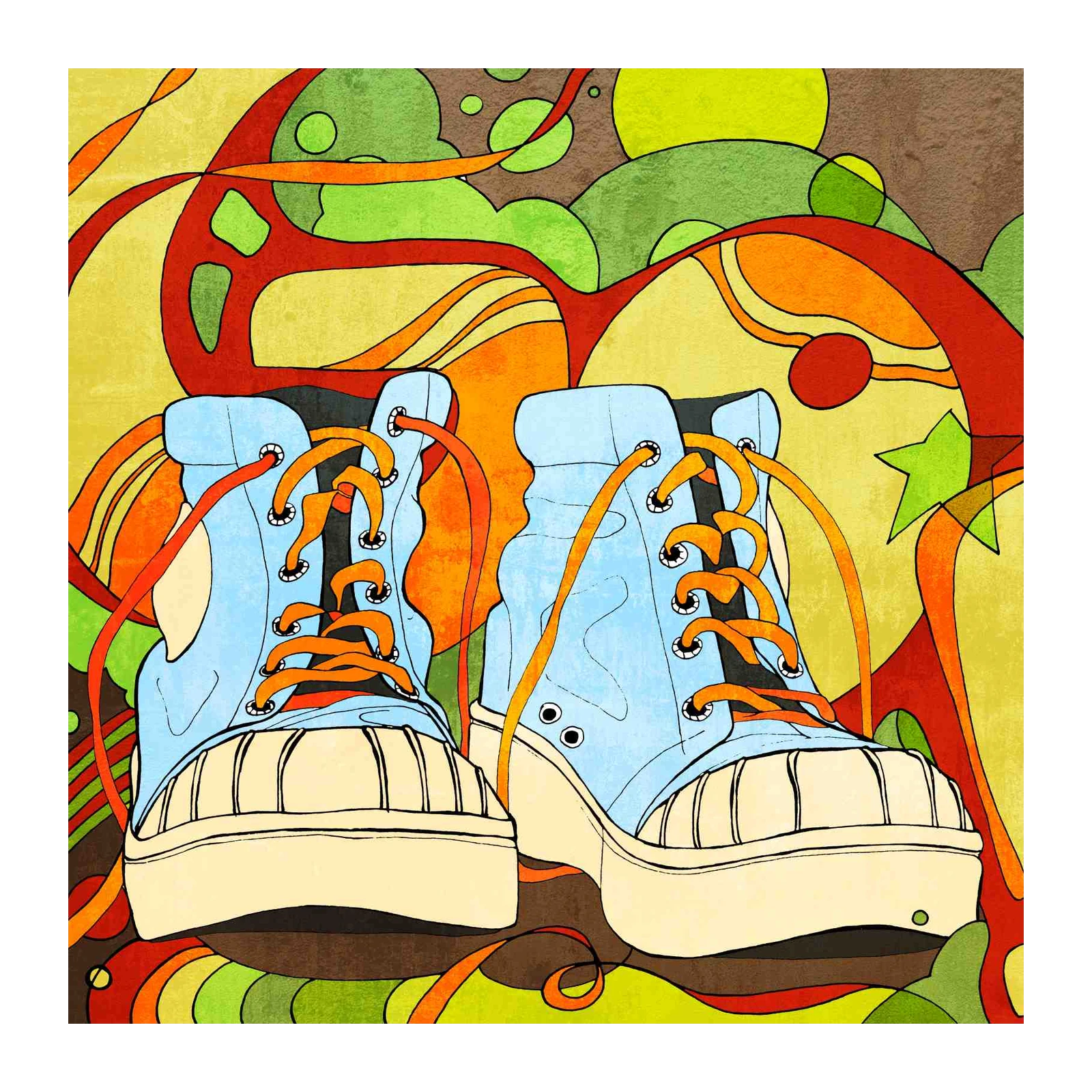 Retro Blue Kicks Abstract Pop Art Wall Art