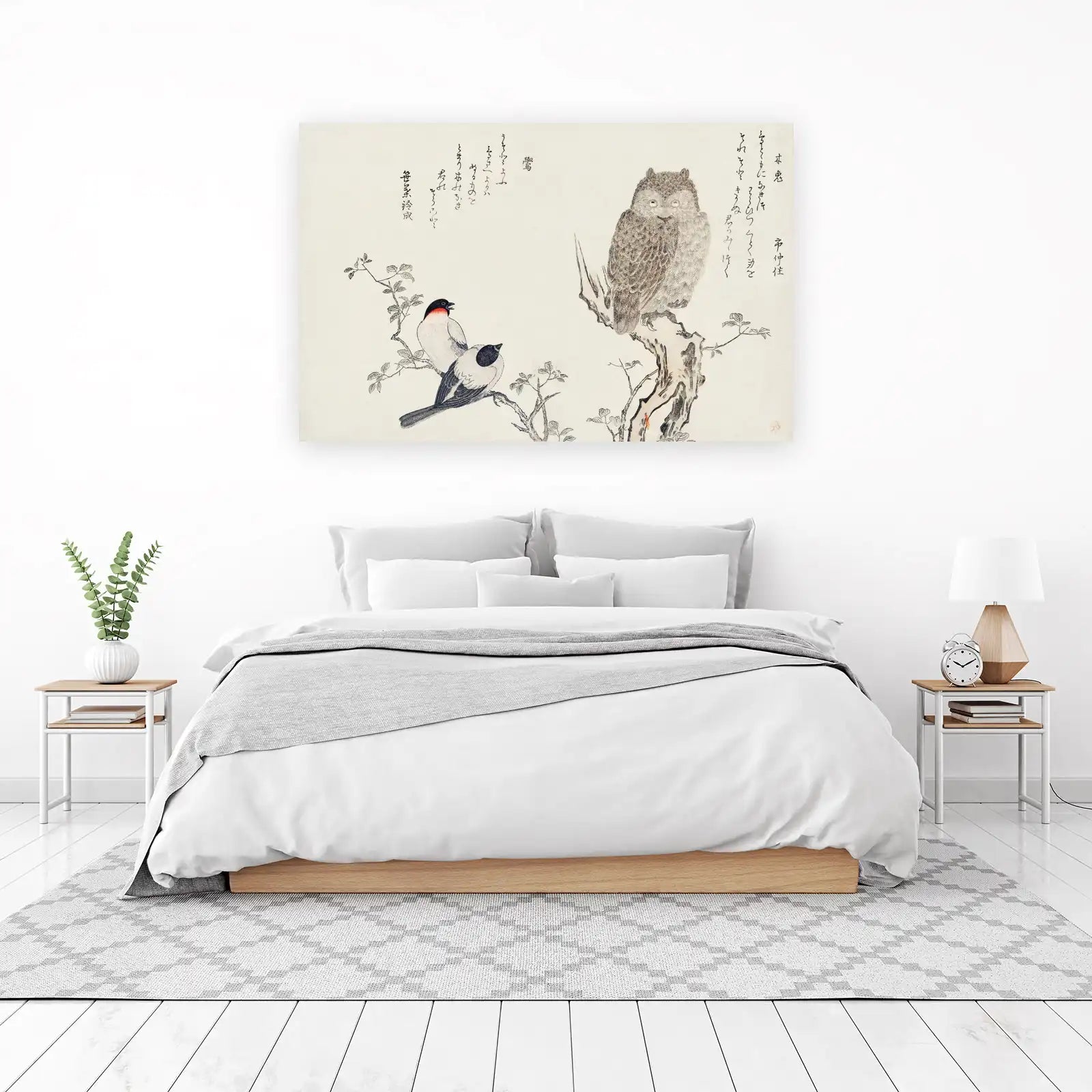 Vintage Owl & Birds Japanese Art Wall Art