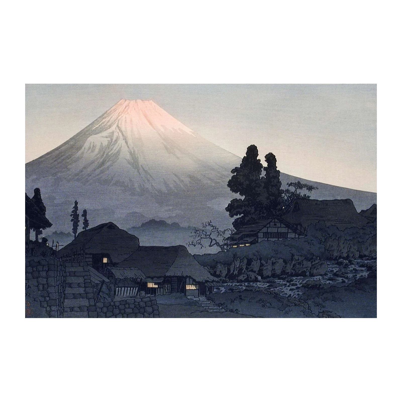 Serene Mt. Fuji Village Japanese Art Wall Art