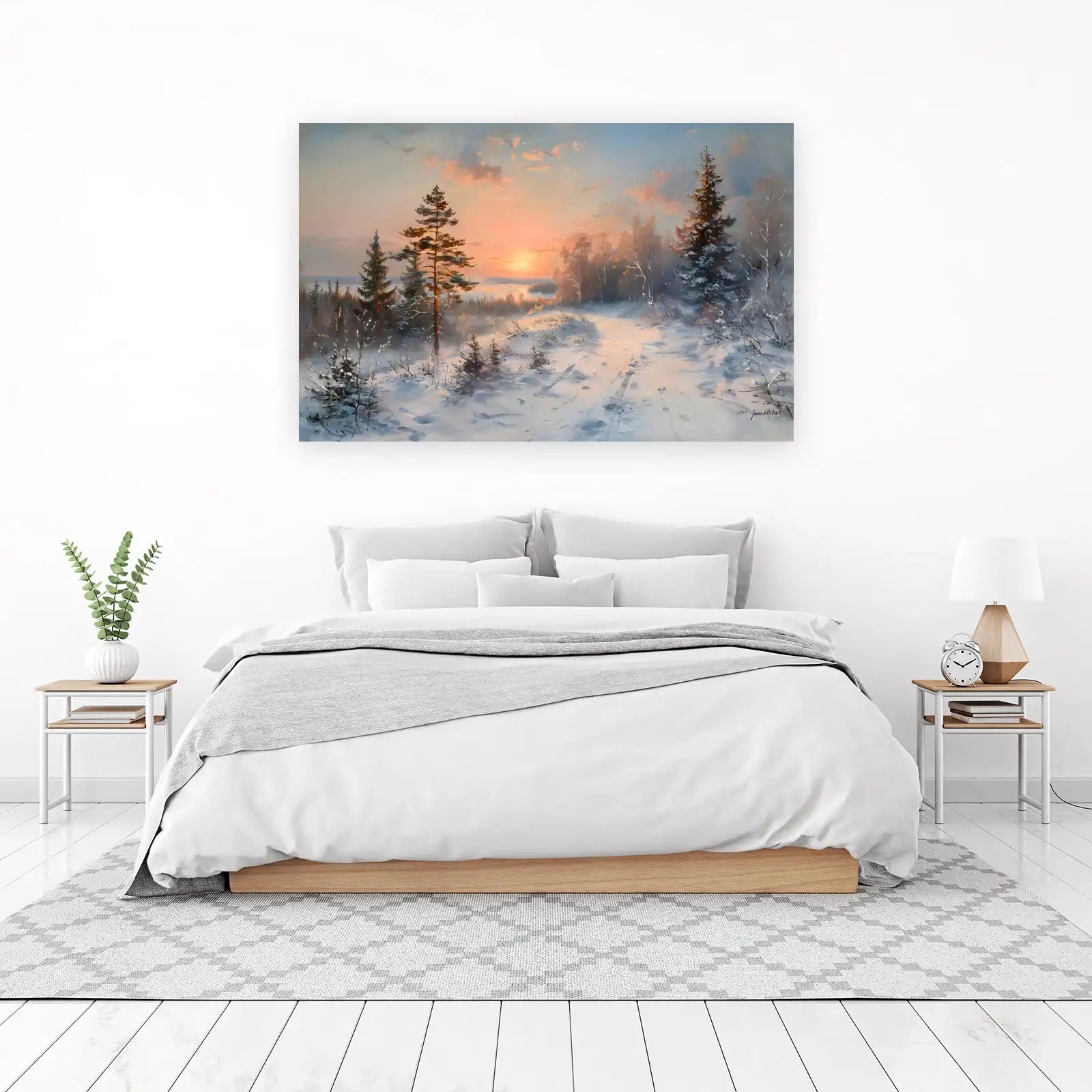 Enchanting Winter Sunset Landscape Wall Art