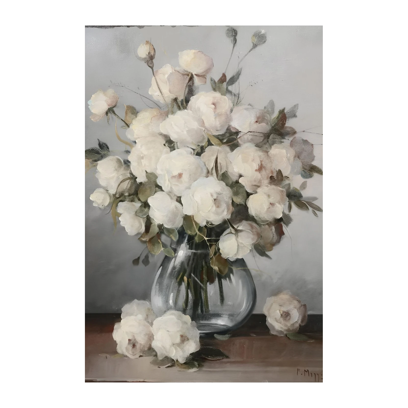 Elegant White Rose Still Life Wall Art