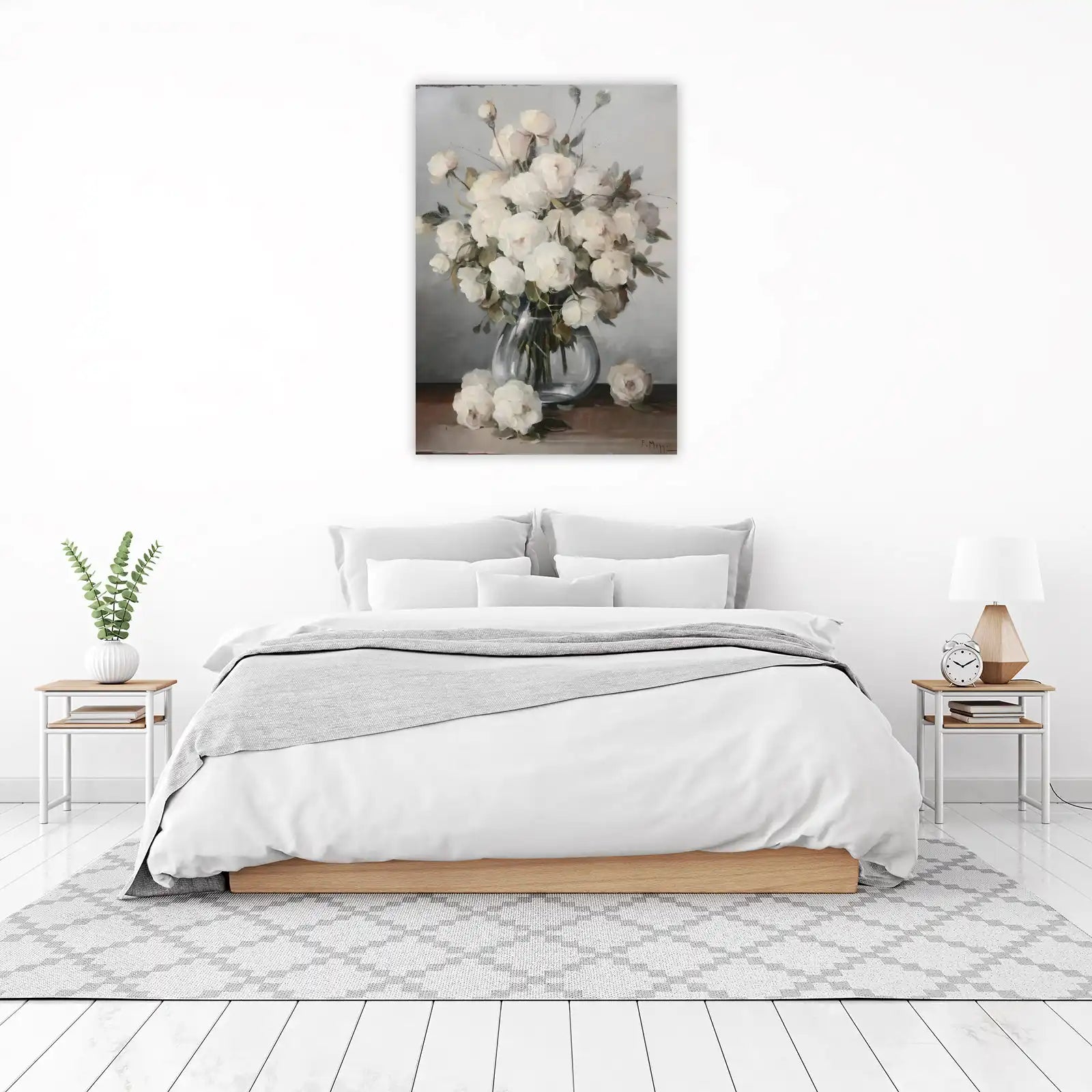 Elegant White Rose Still Life Wall Art