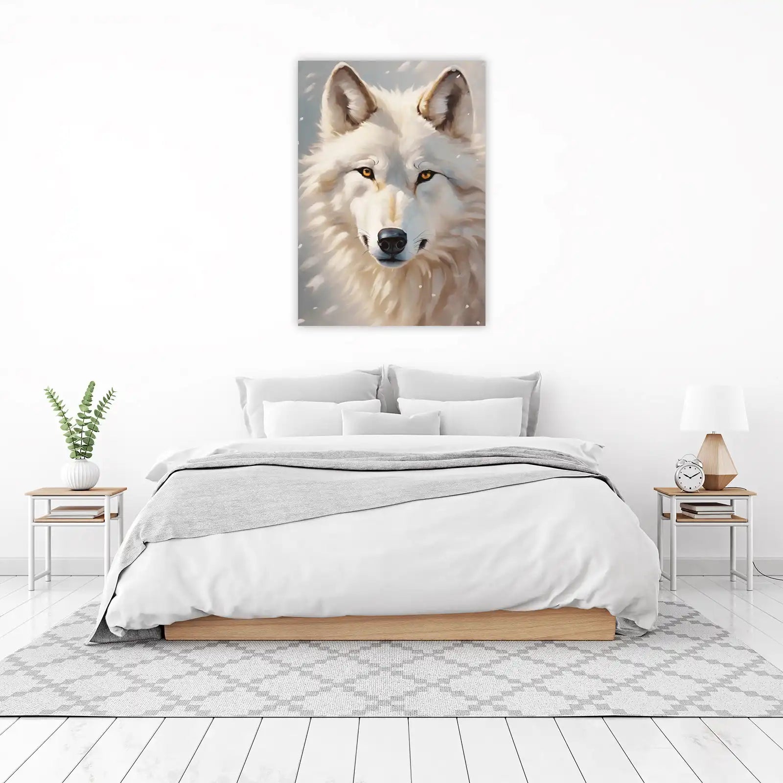 Majestic White Wolf Snowfall Wall Art
