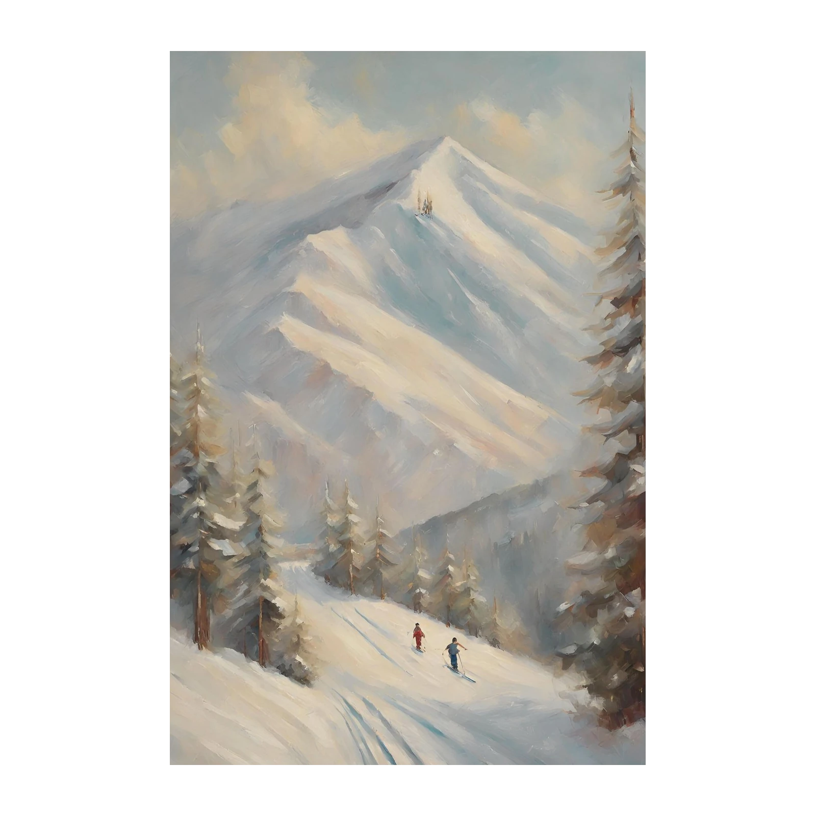 Winter Ski Slopes Mountain Landscape Wall Art