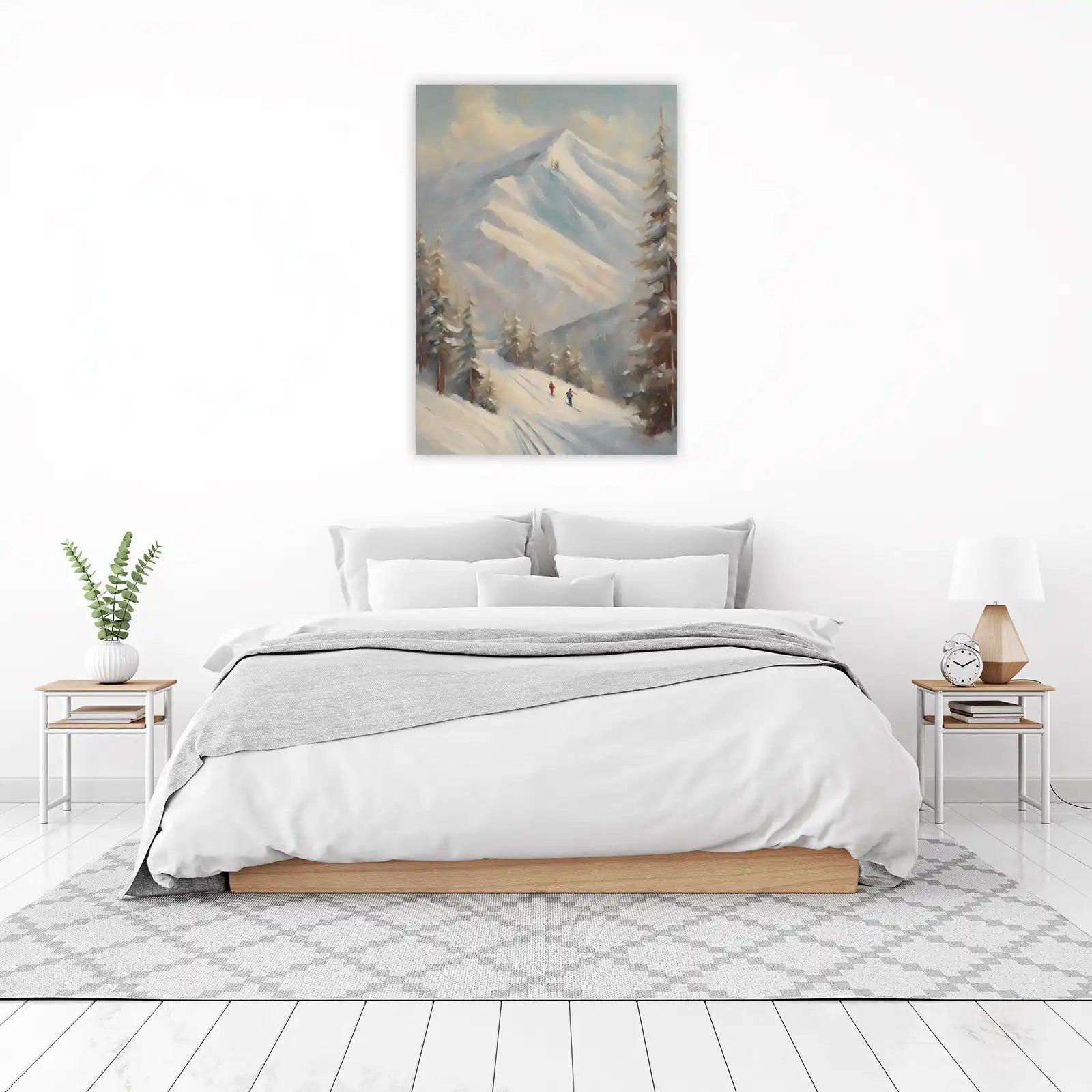 Winter Ski Slopes Mountain Landscape Wall Art