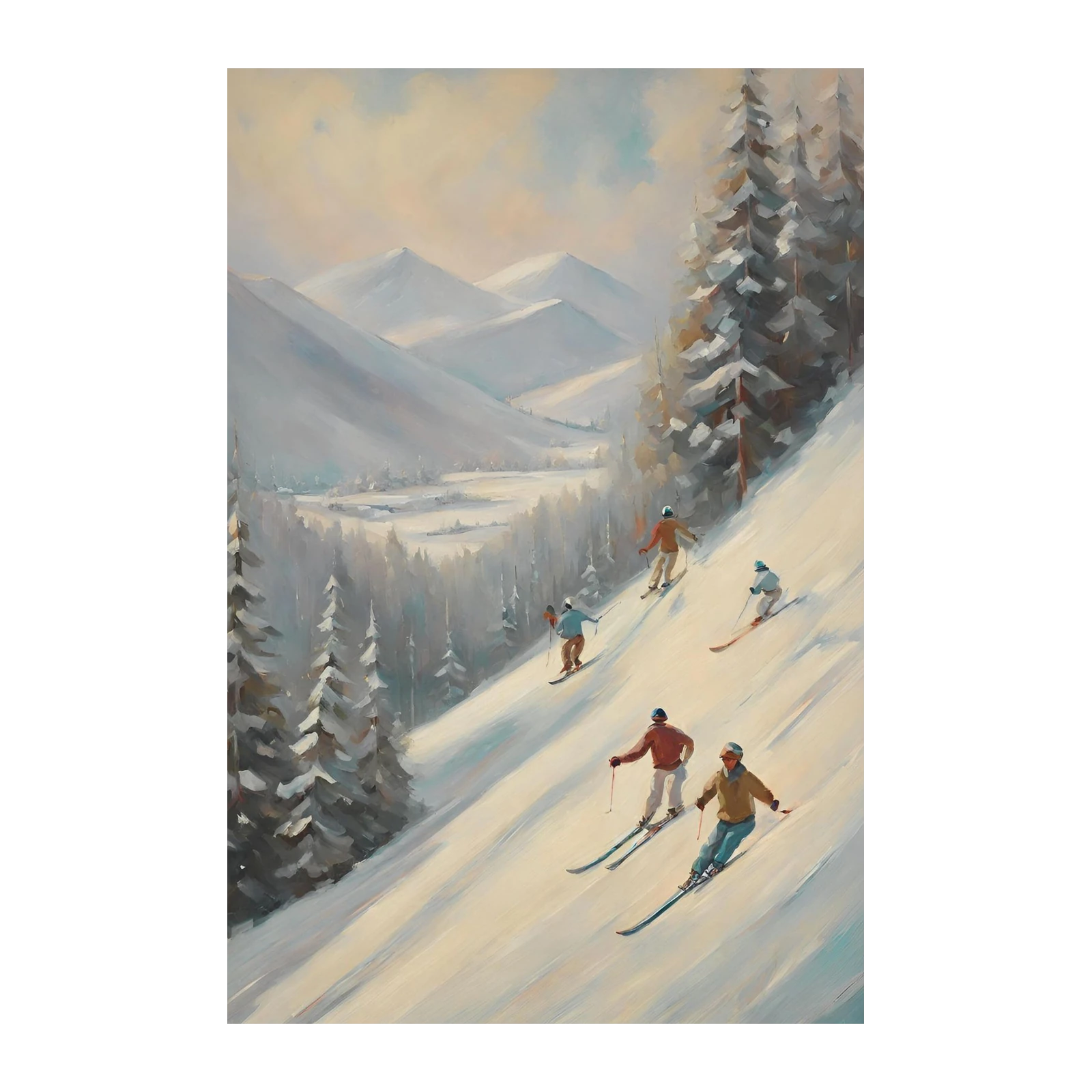 Vintage Ski Scene Wall Art