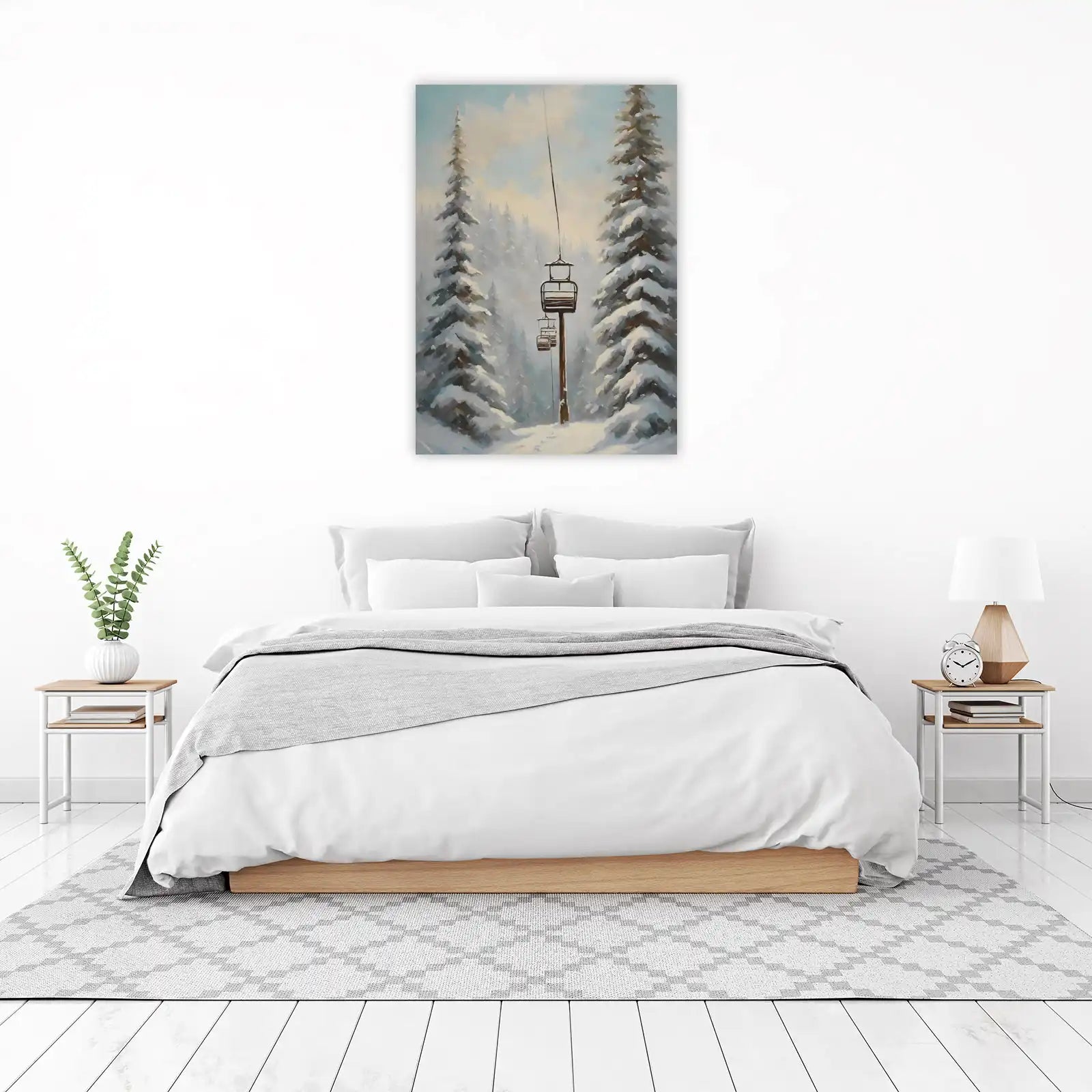 Winter Ski Lift Snowy Forest Wall Art