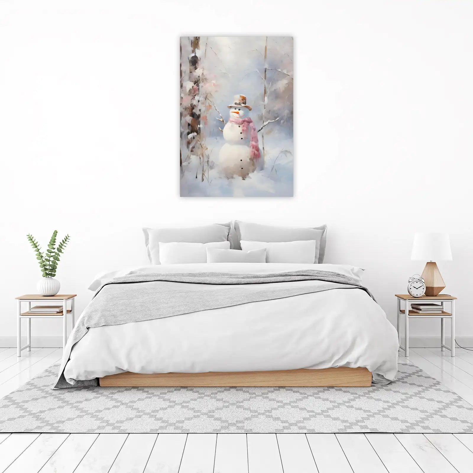 Charming Snowman Winter Forest Wall Art
