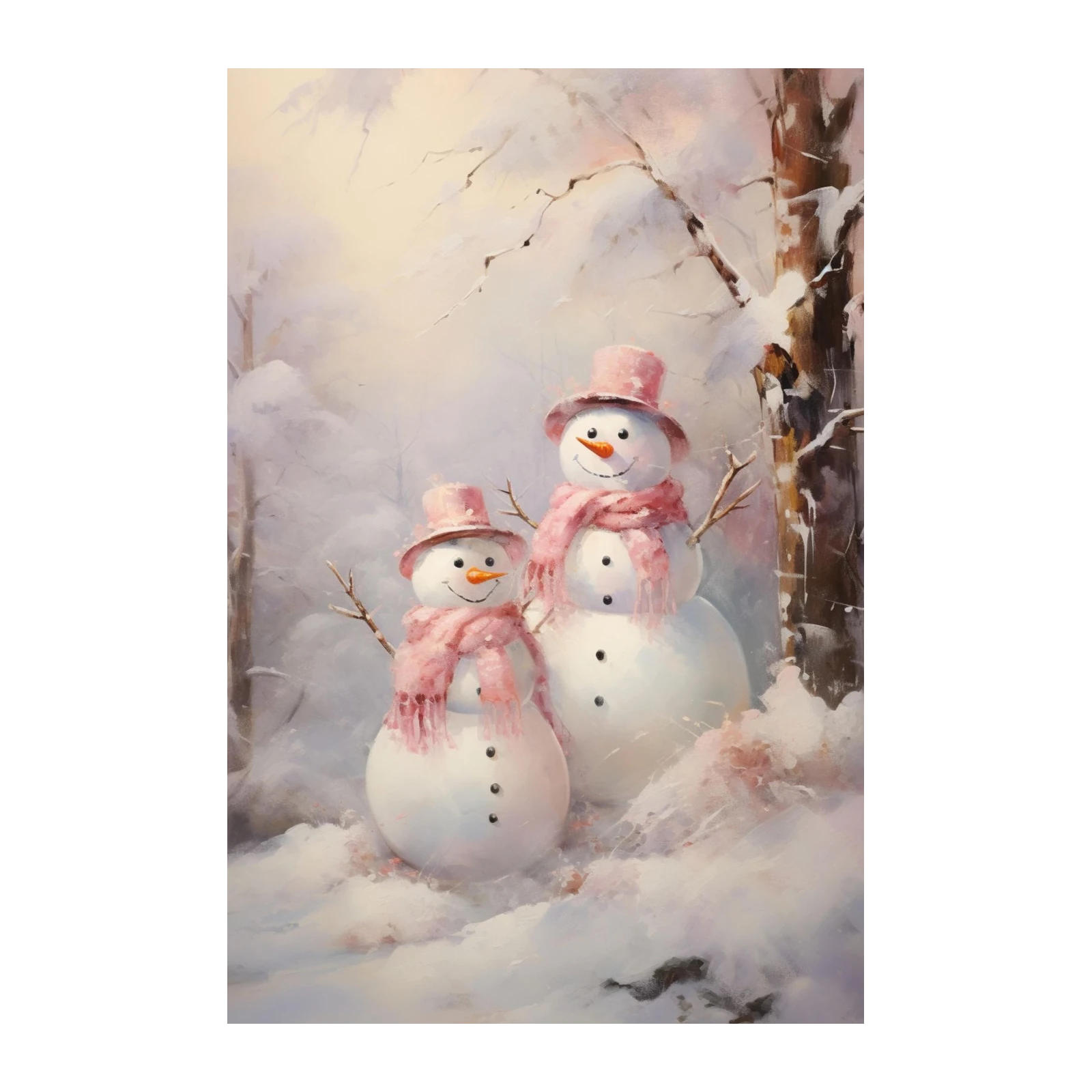 Charming Snowman Duo Winter Wonderland Wall Art