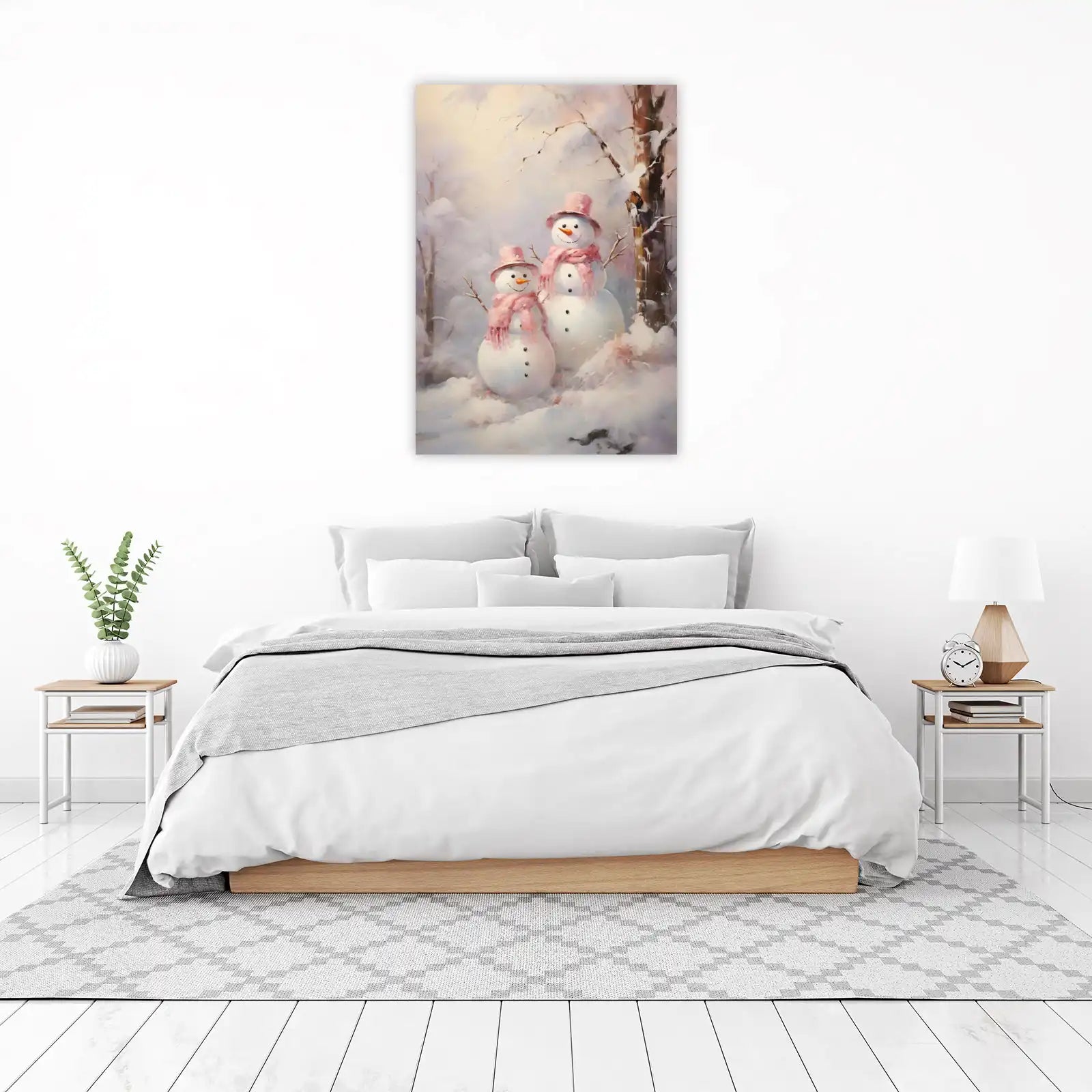 Charming Snowman Duo Winter Wonderland Wall Art