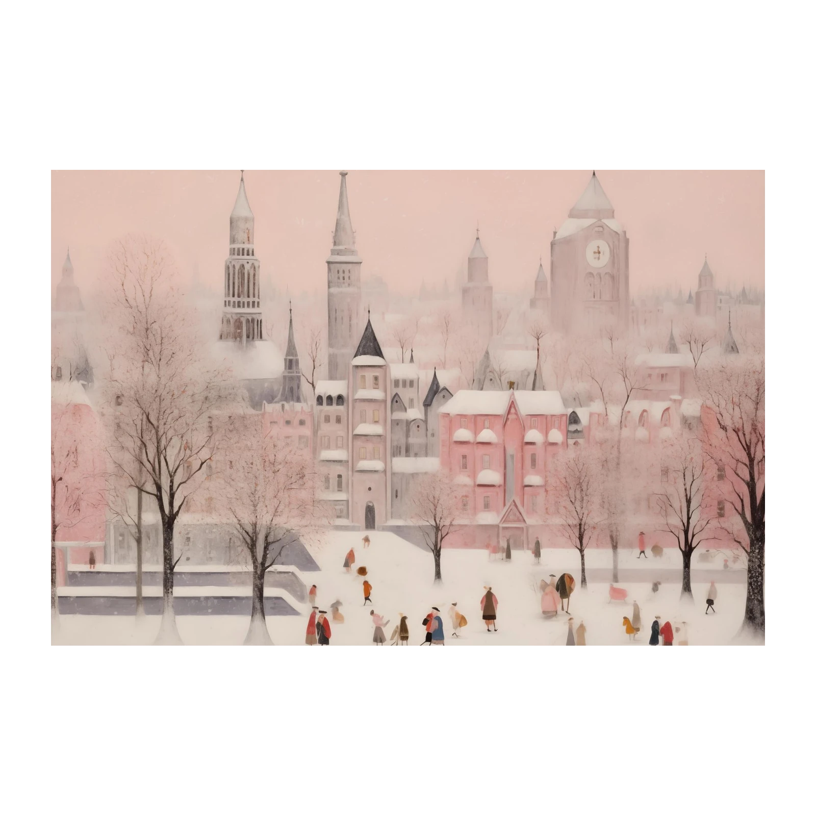 Whimsical Winter Village Wall Art