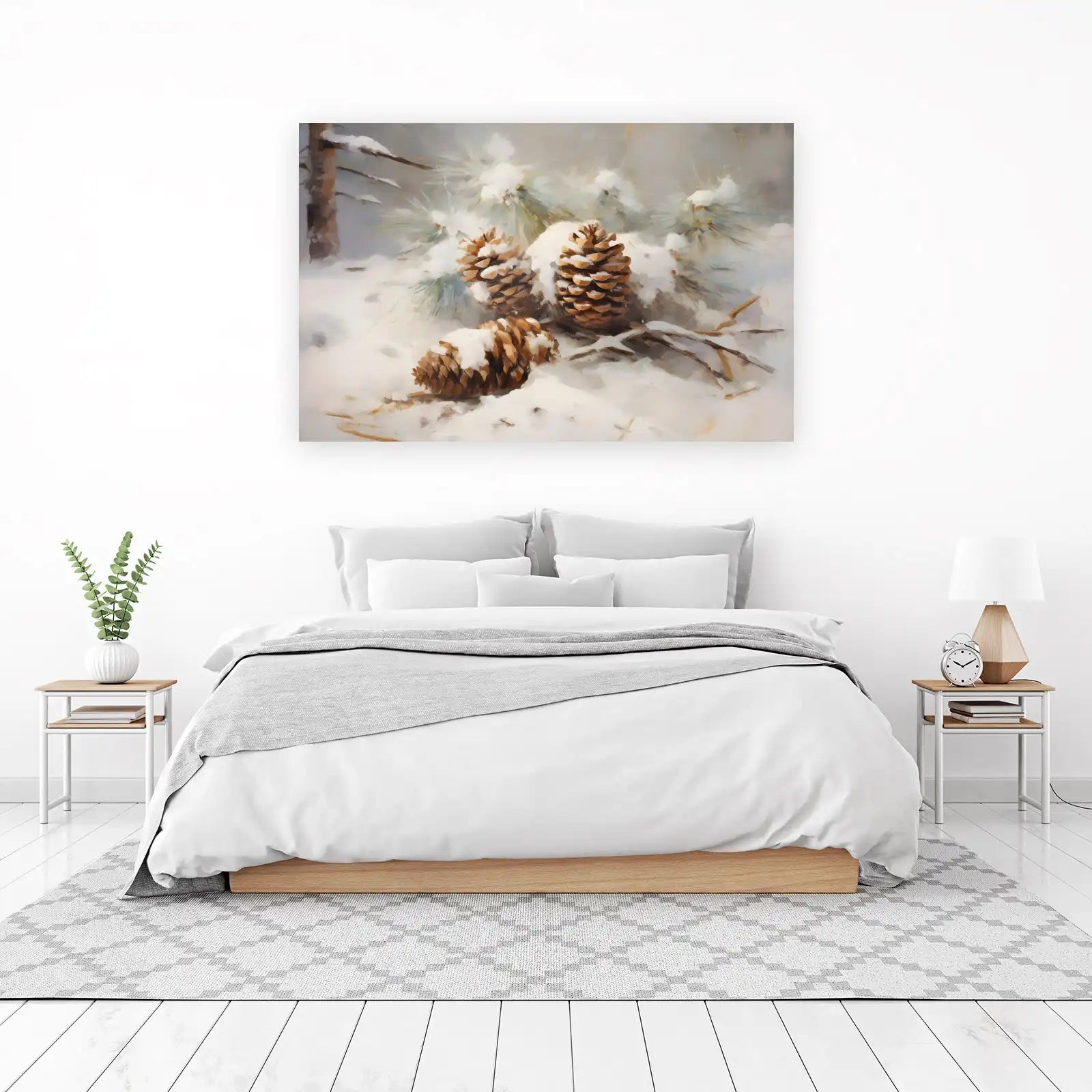 Snowy Pinecones Nature Landscape Wall Art
