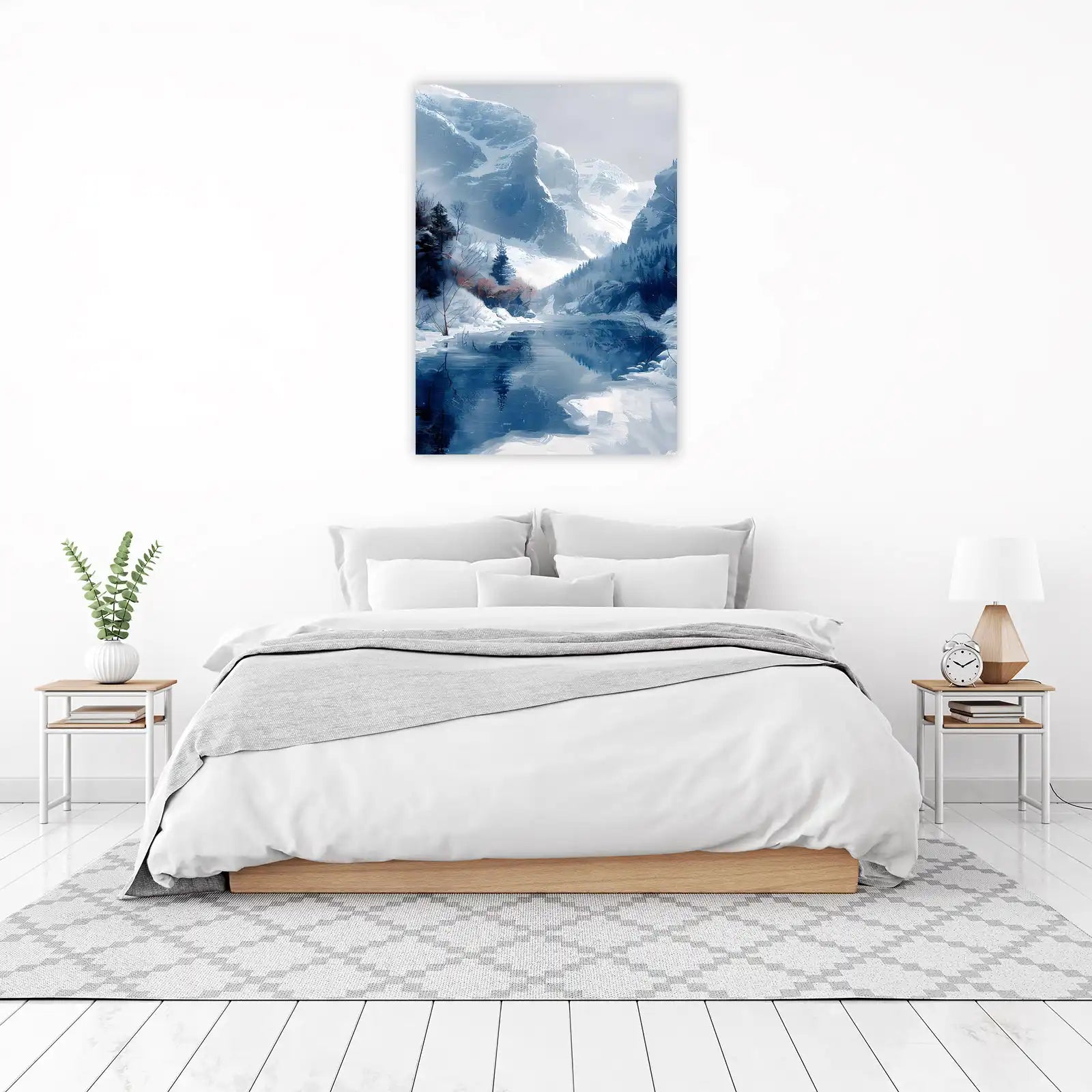 Serene Winter Mountain Lake Wall Art