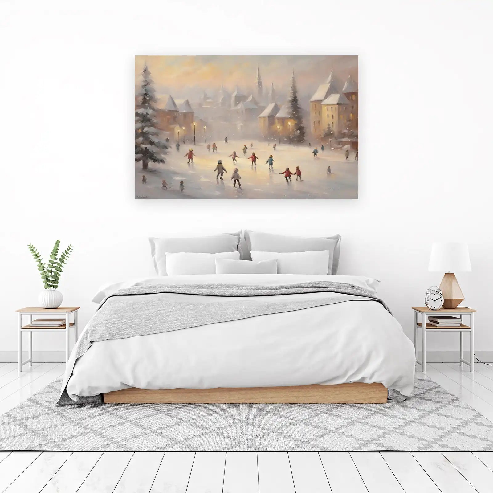 Charming Winter Skating Scene Wall Art