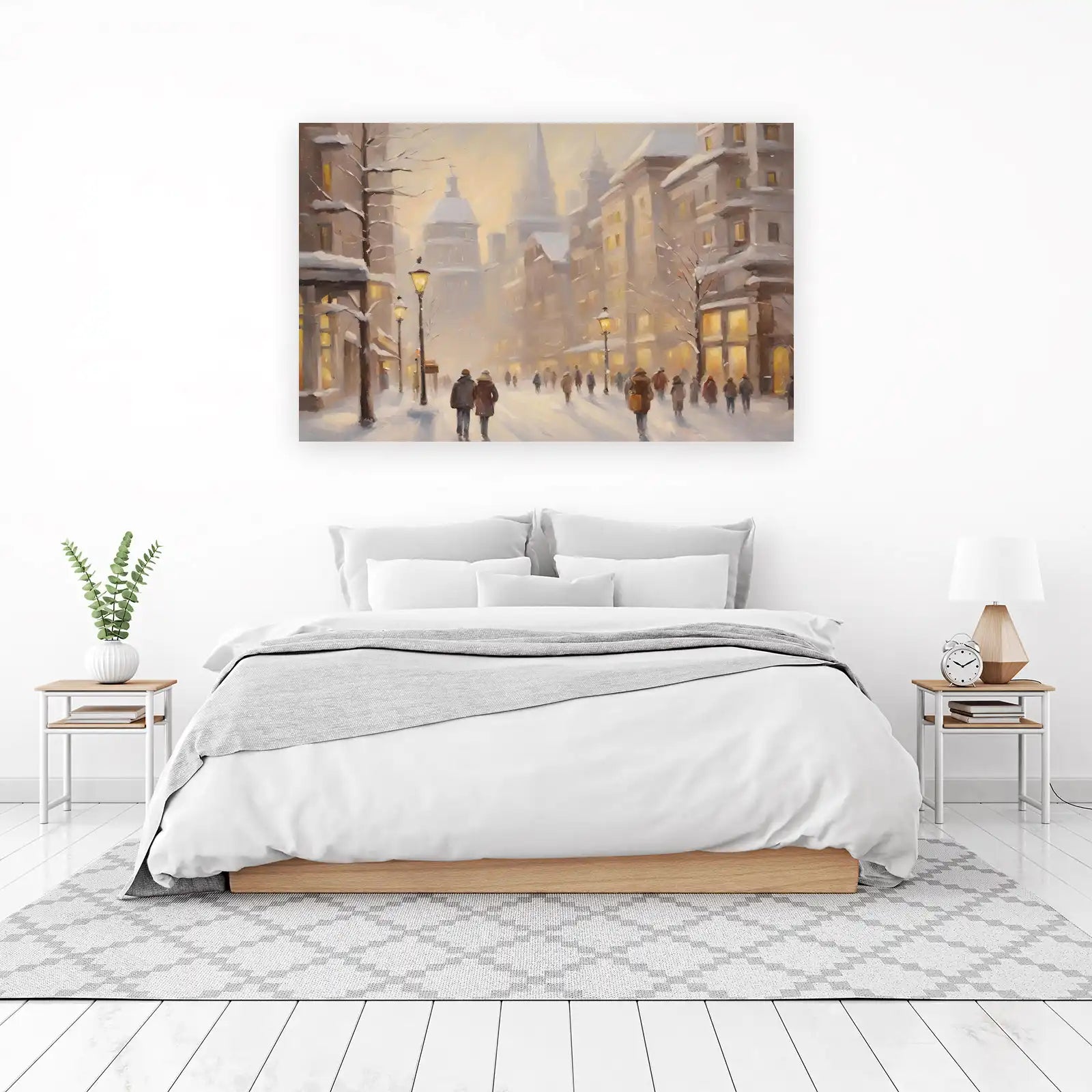 Winter Cityscape Snow Couple Wall Art