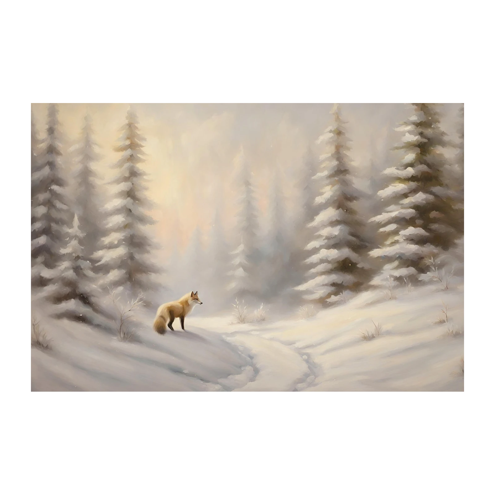 Solitary Fox in Snowy Forest Wall Art