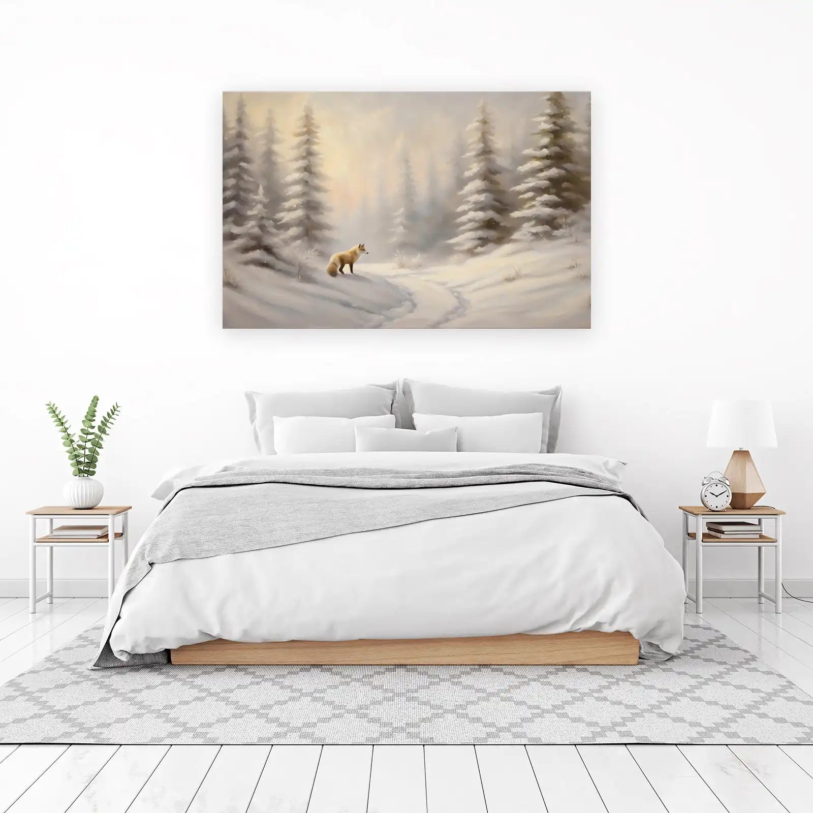 Solitary Fox in Snowy Forest Wall Art