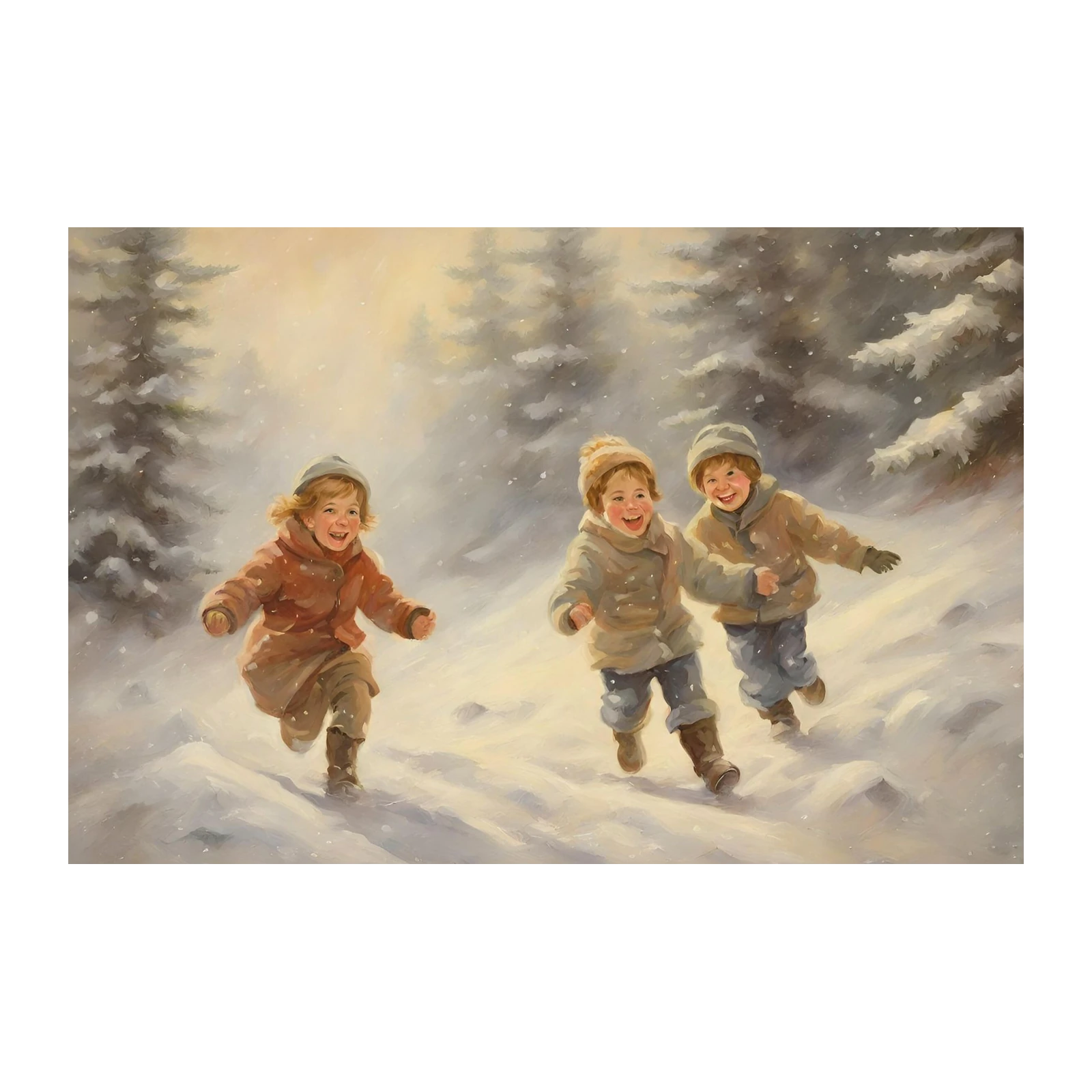 Joyful Winter Children Snow Day Wall Art