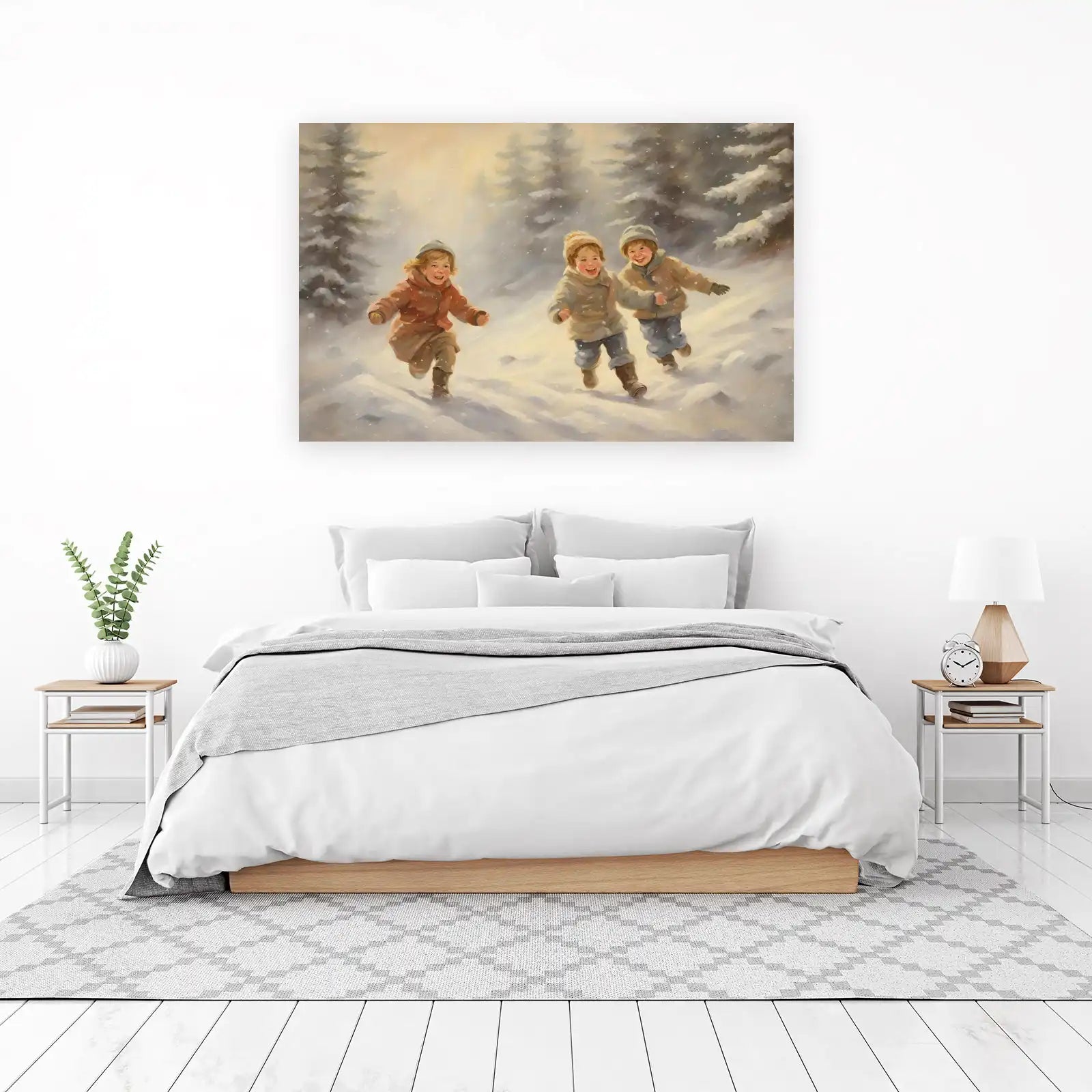 Joyful Winter Children Snow Day Wall Art