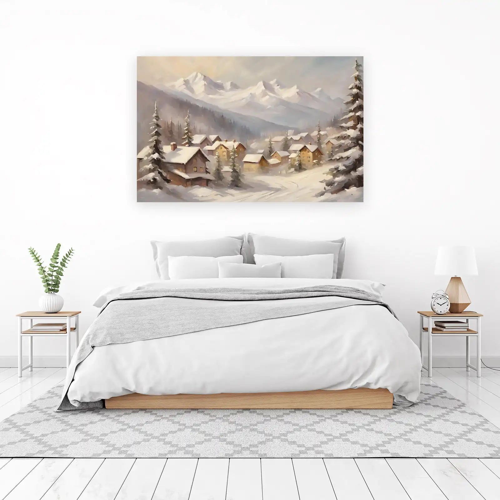Serene Winter Village Wall Art