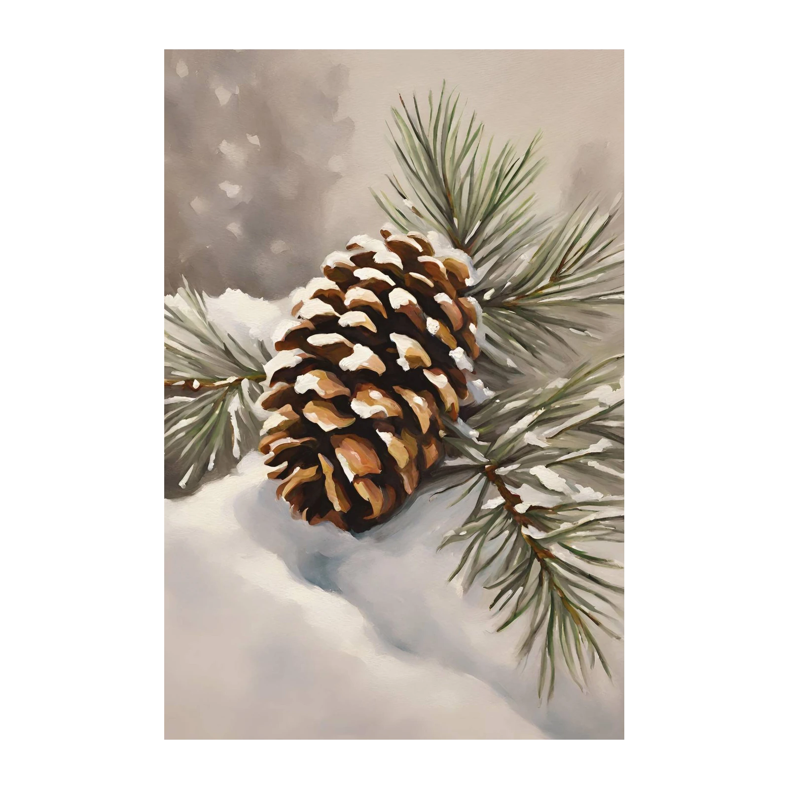 Winter Pinecone Snow Scene Wall Art