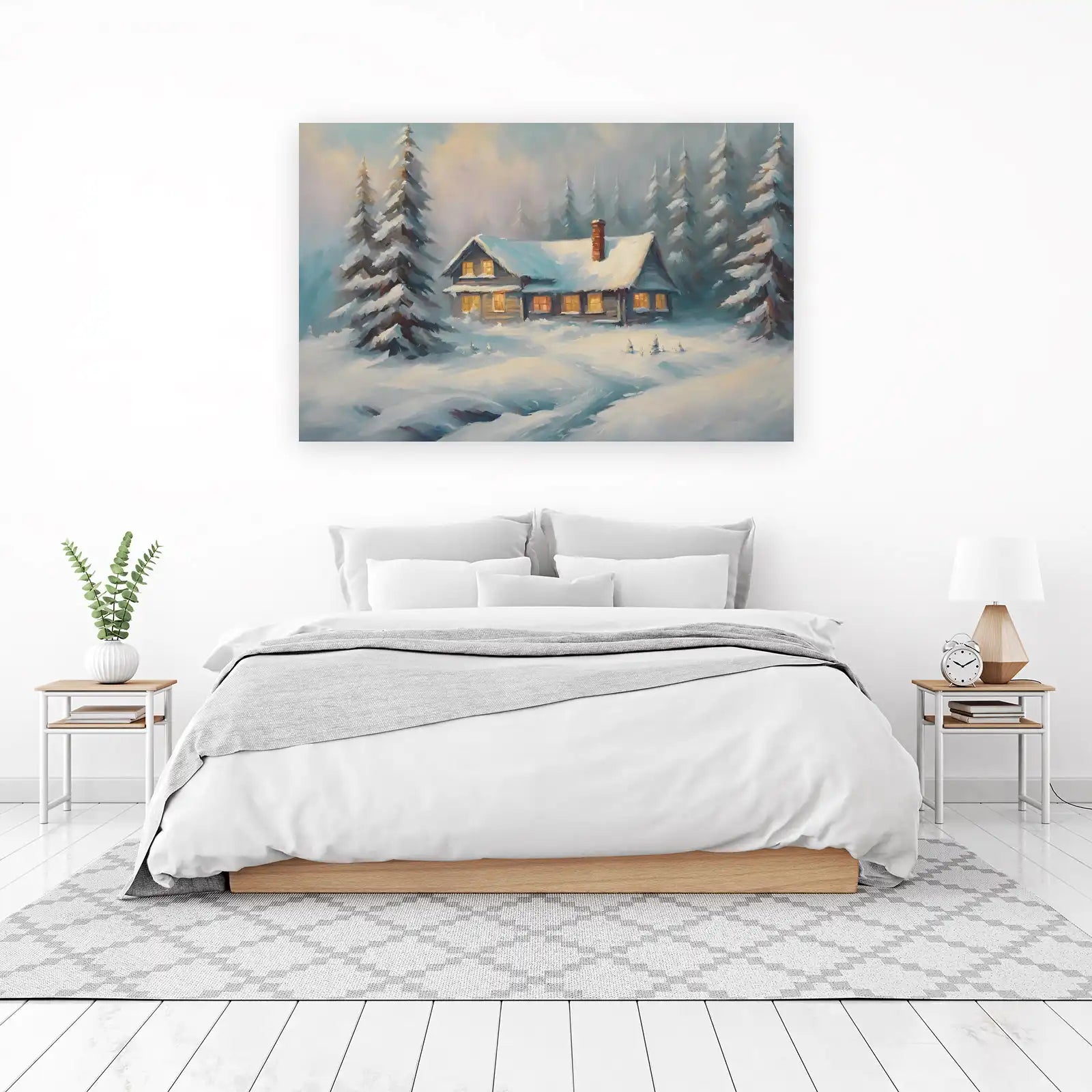 Cozy Winter Cabin Serenity Wall Art