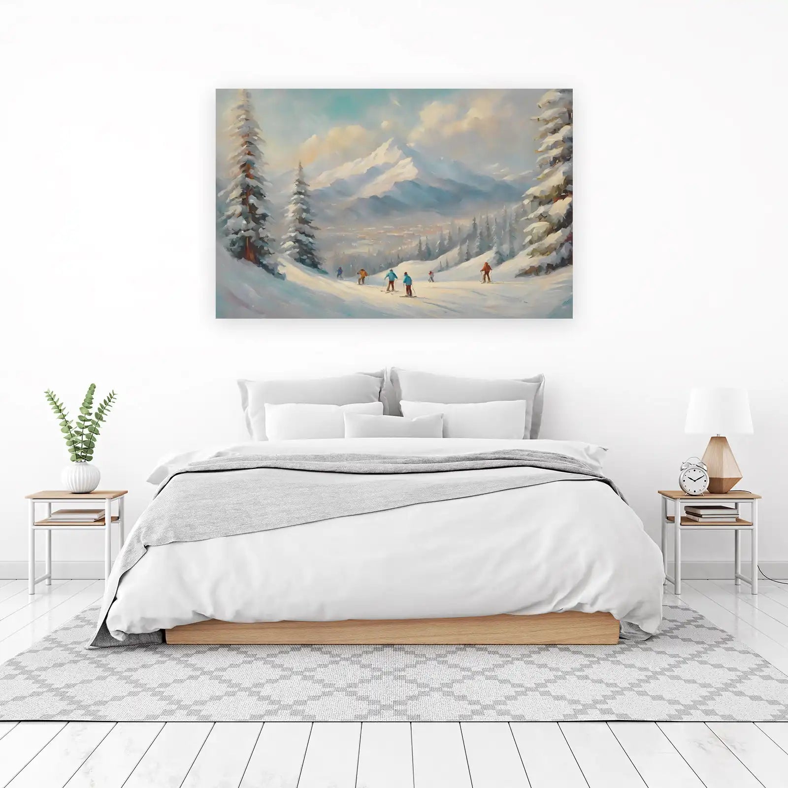 Majestic Ski Slope Mountain Scenery Wall Art