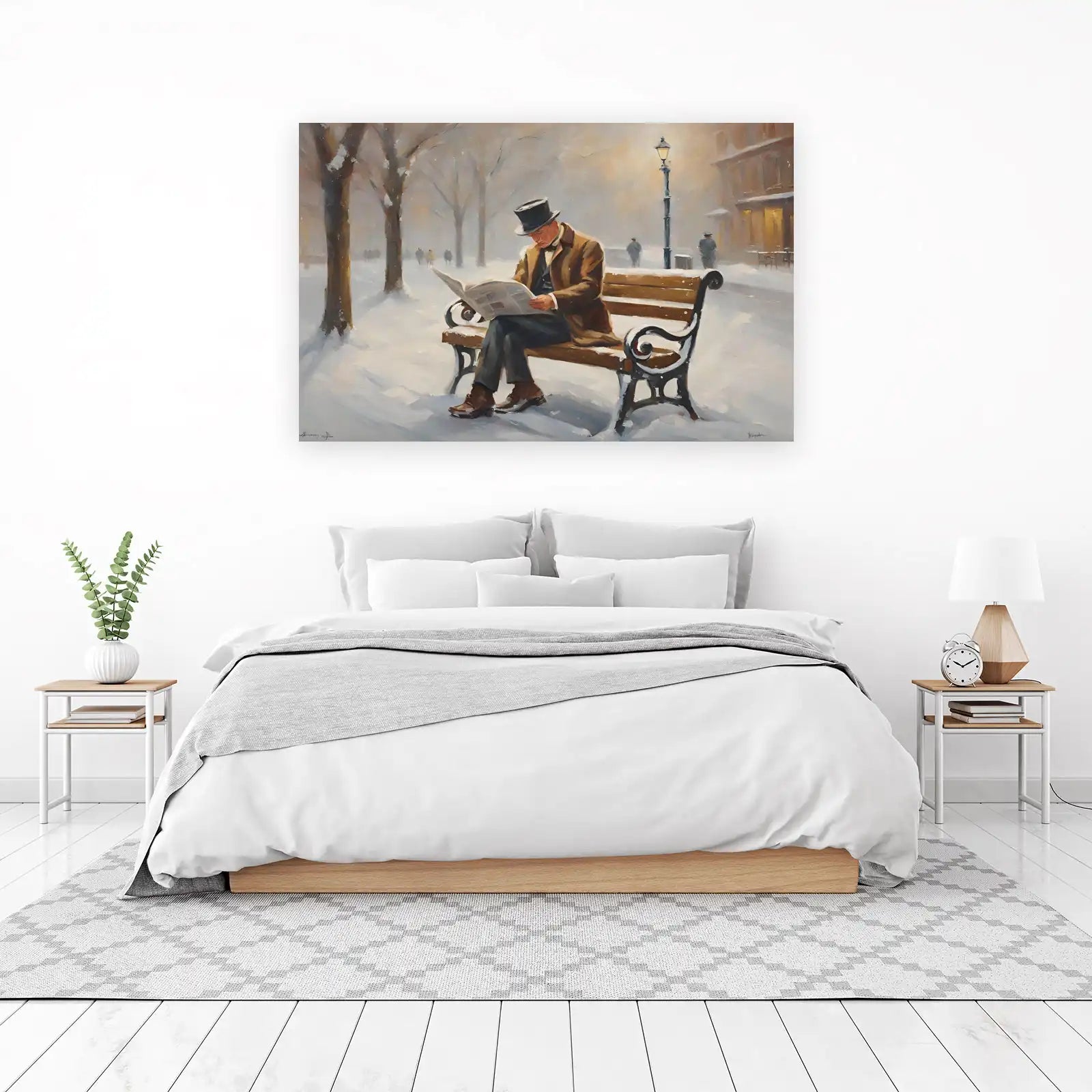 Vintage Gentleman Reading in Snow Wall Art