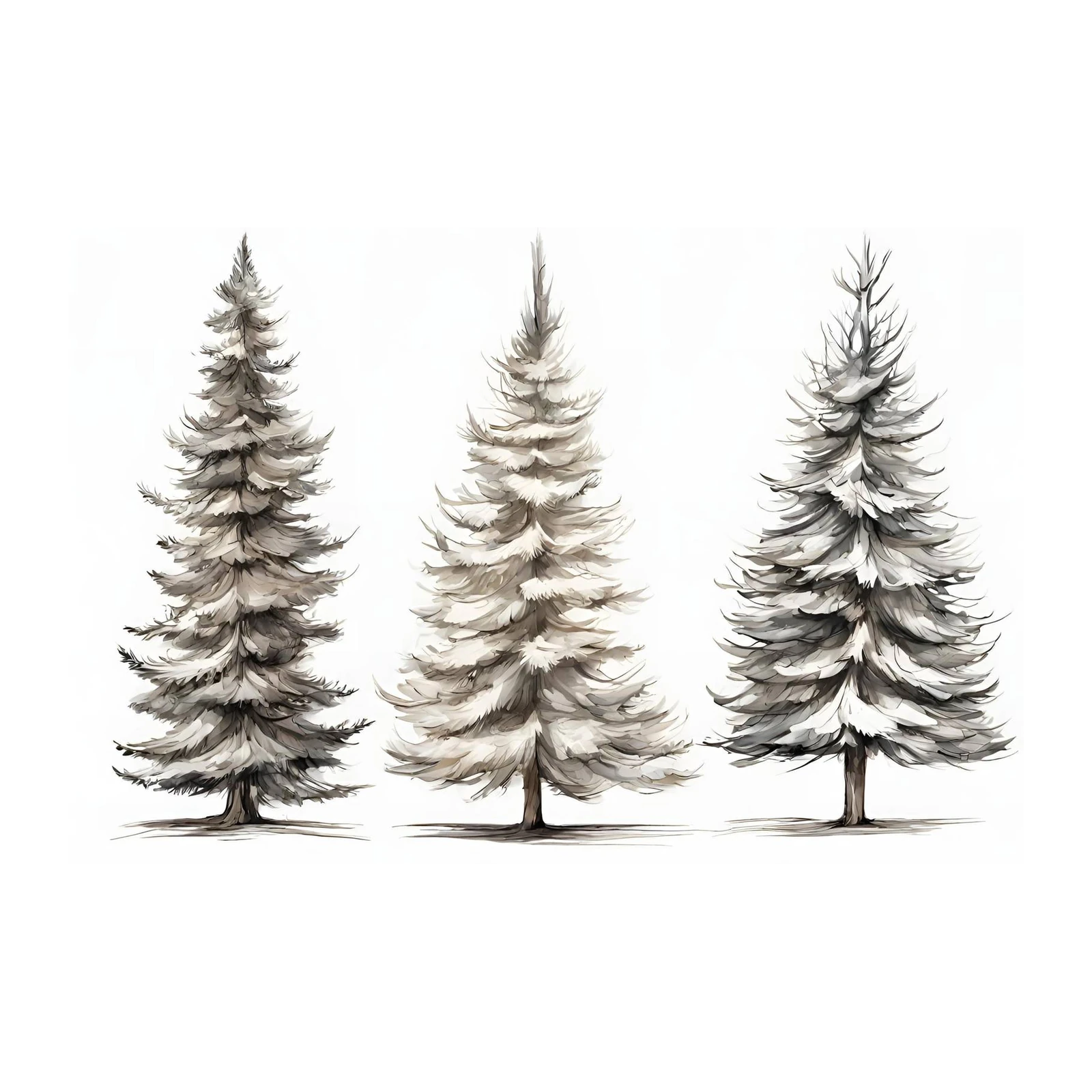 Winter Forest Trio Watercolor Wall Art