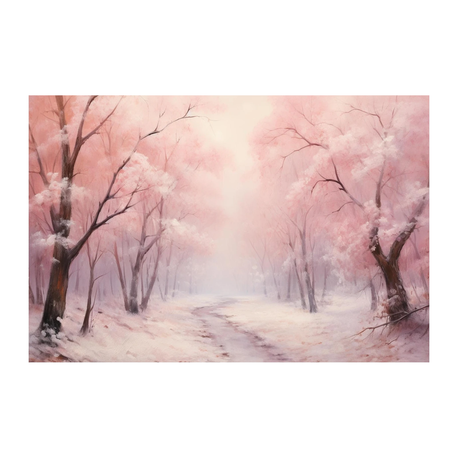 Serene Pink Blossom Forest Wall Art
