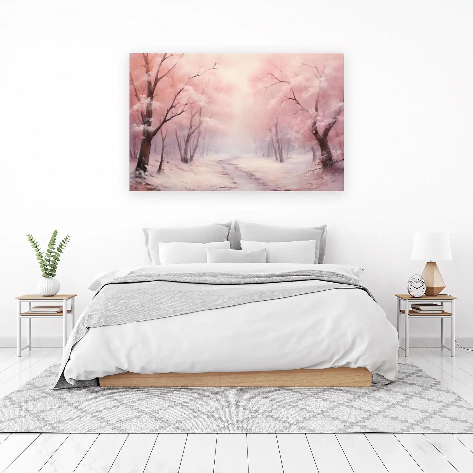 Serene Pink Blossom Forest Wall Art
