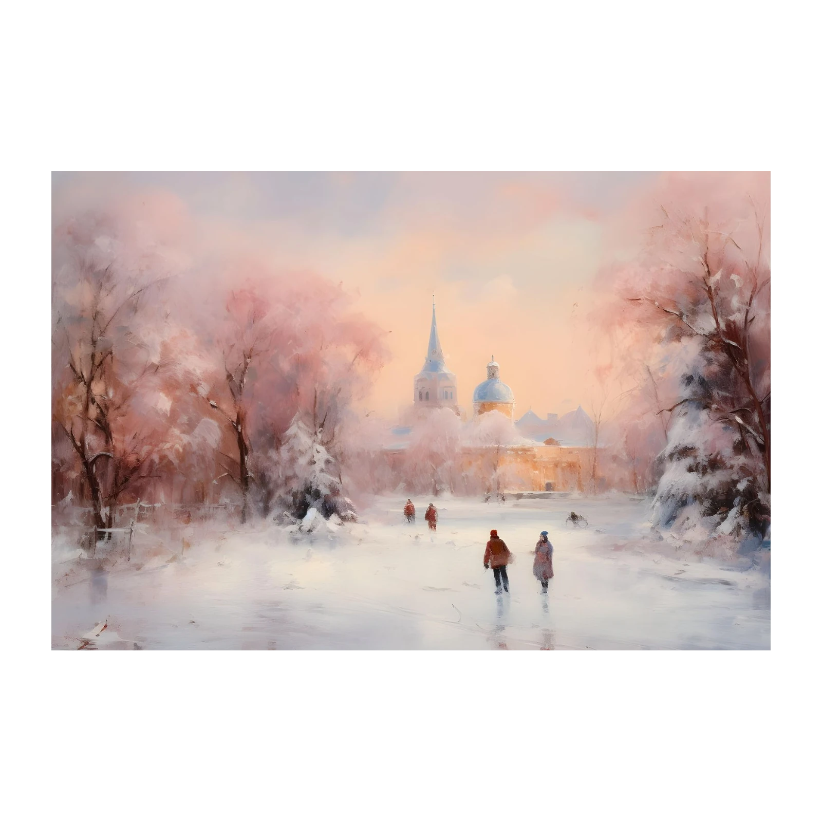 Winter Serenity Skating Scene Wall Art