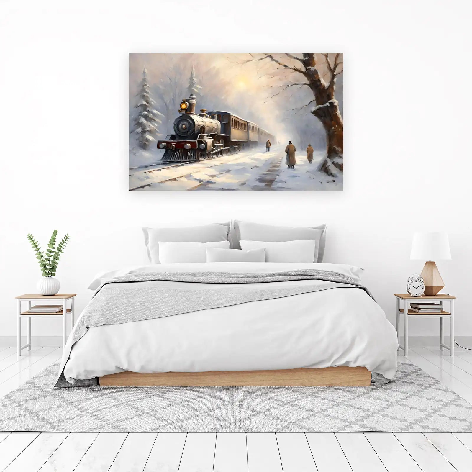 Vintage Steam Train Winter Journey Wall Art