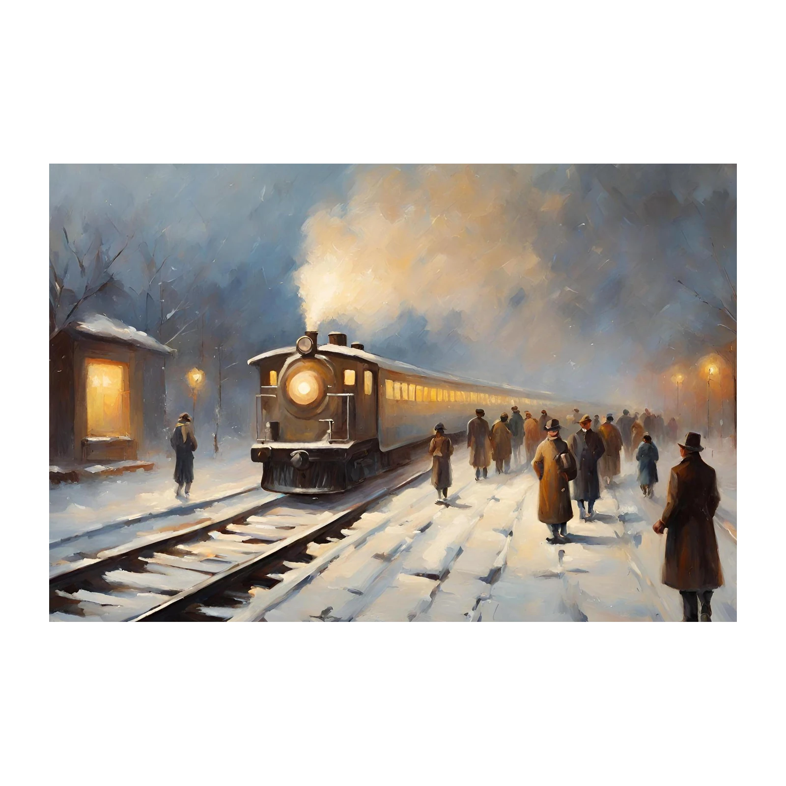 Vintage Train Arrival Snow Wall Art