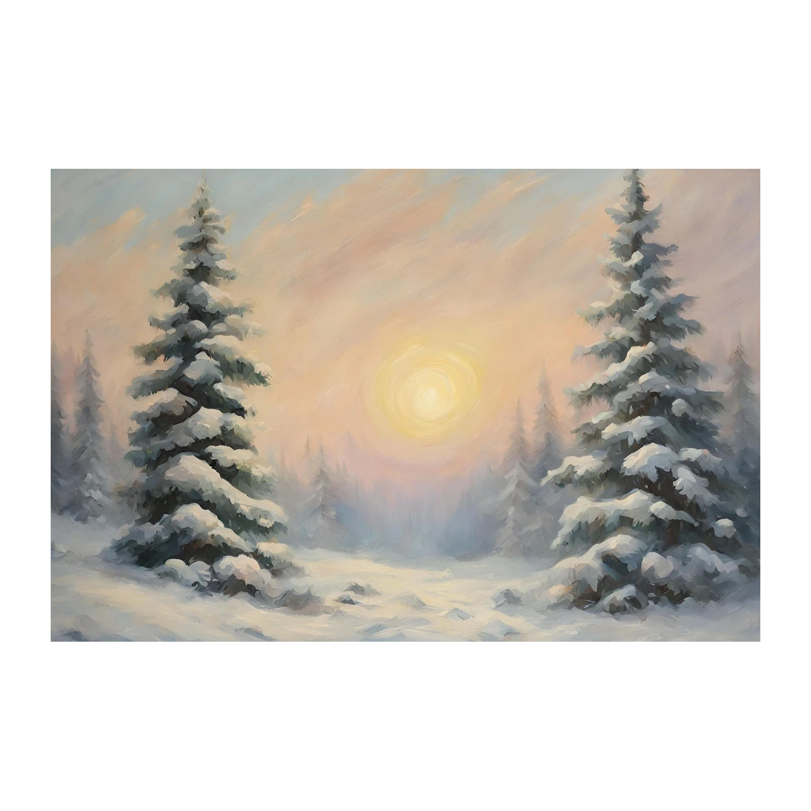 Serene Winter Sunset Forest Wall Art