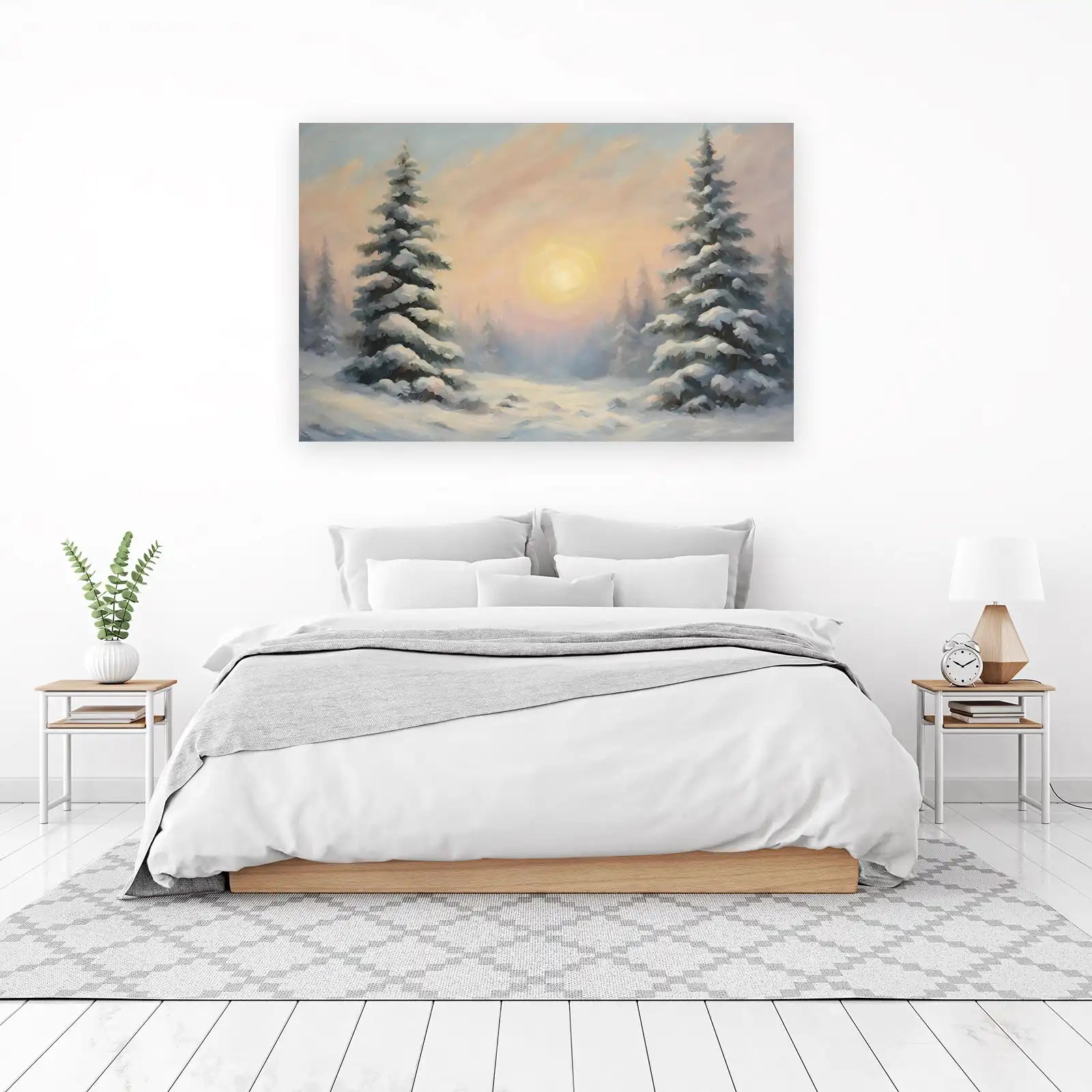 Serene Winter Sunset Forest Wall Art